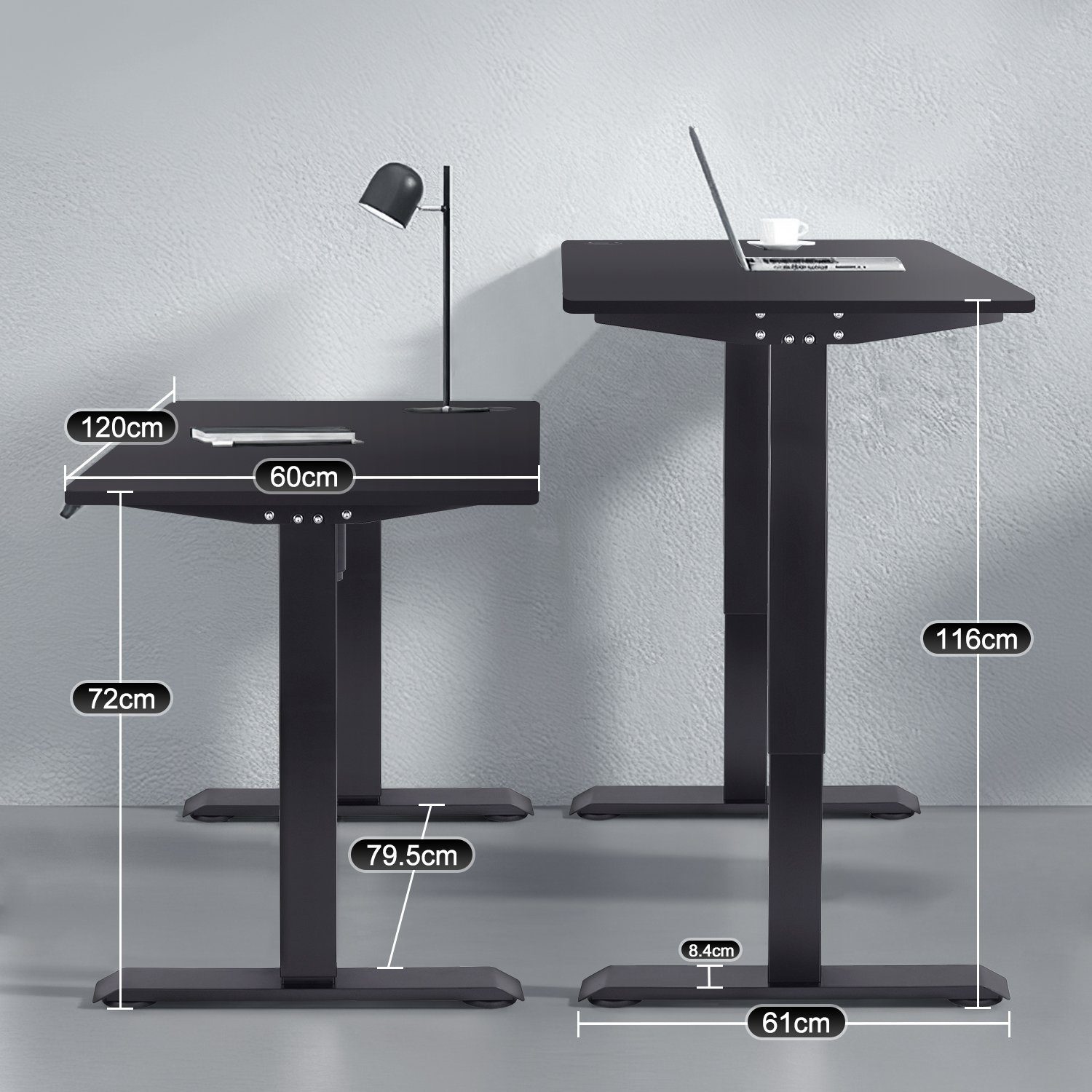 HOMALL Schreibtisch Eine Höhenverstellbarer Tischplatte komplette elektrisch Schreibtisch Schwarz