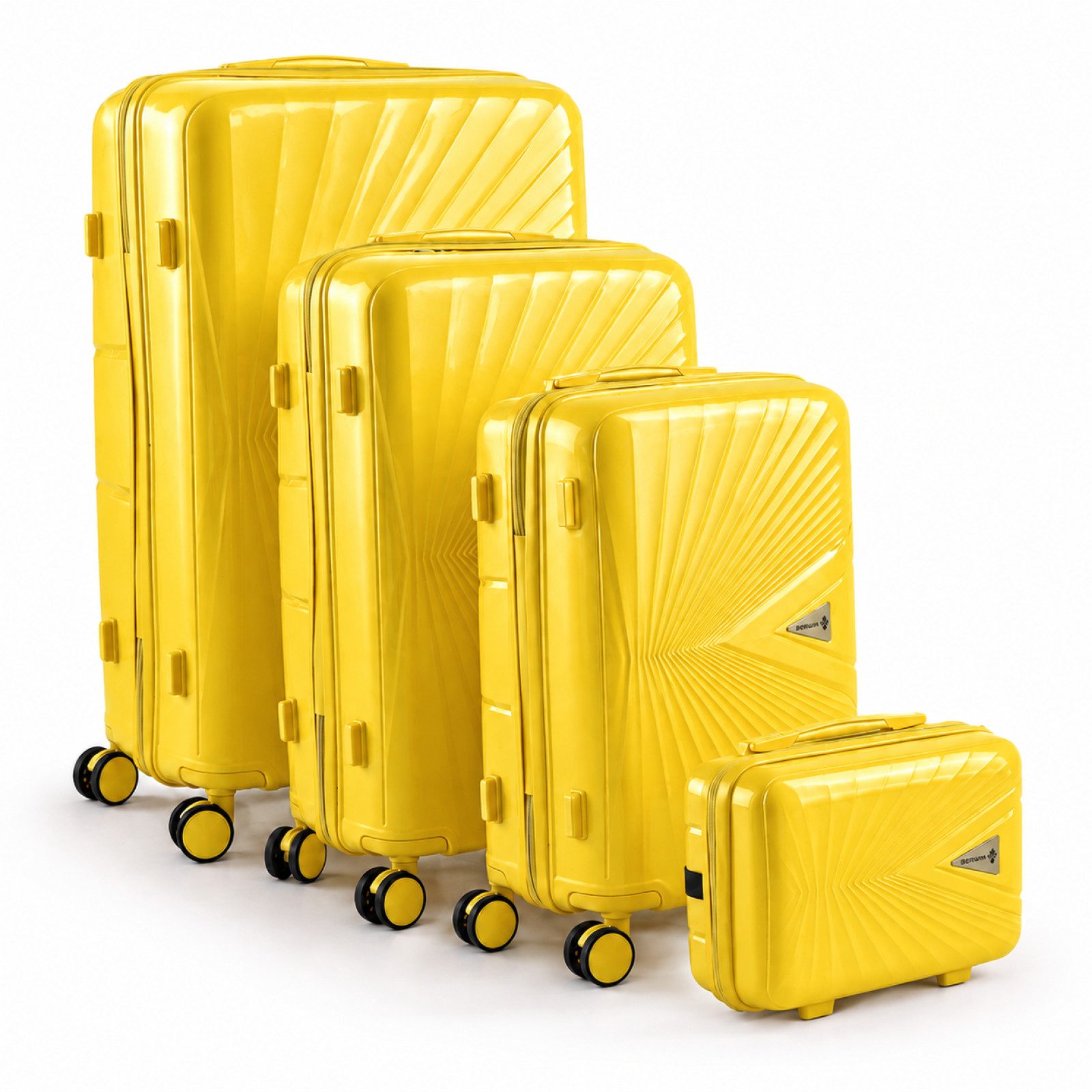 Berwin Trolleyset mit Beautycase Modell Cryta Tropic Gelb, 4 Rollen, (Set, 4 tlg., MS-19771)