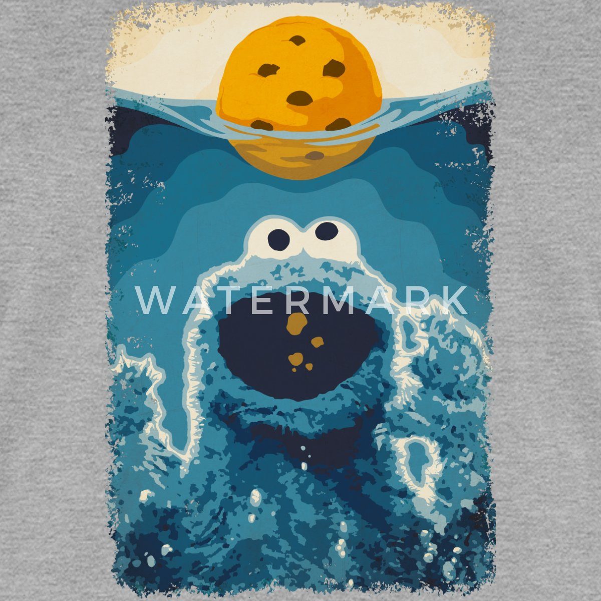 Spreadshirt T-Shirt Sesamstraße Krümelmonster Hai Frauen Premium T-Shirt (1-tlg)