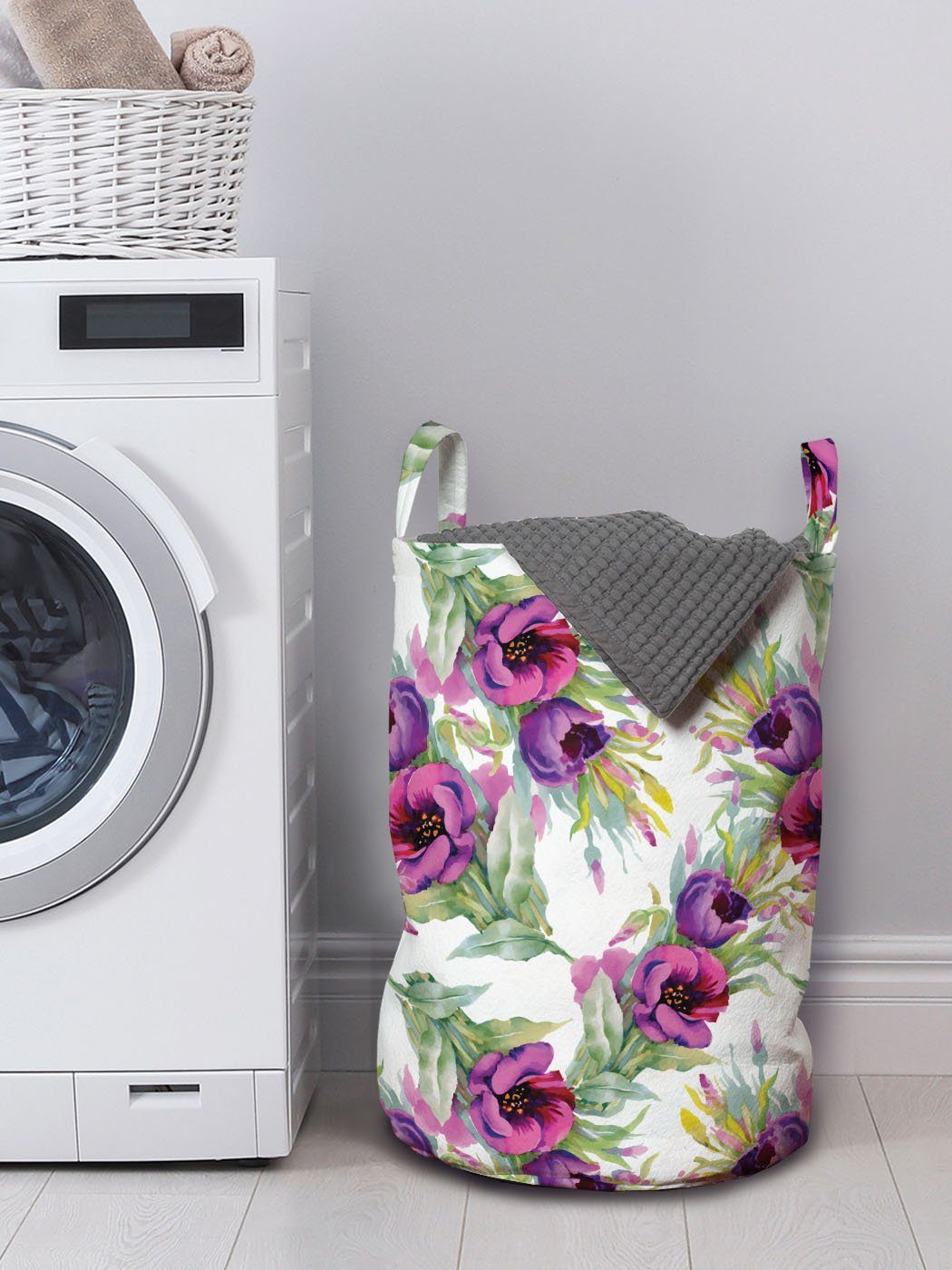 Abakuhaus Kordelzugverschluss Wäschesäckchen Blätter Wäschekorb für Aquarell mit Blumen Griffen Waschsalons, Blumenstrauß