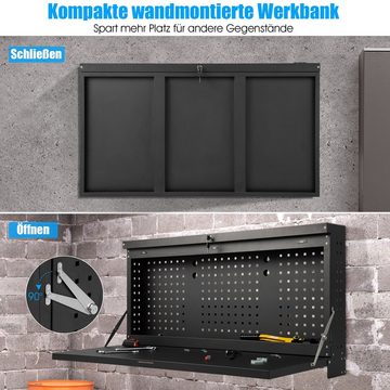 COSTWAY Werkzeugschrank Wandmontage mit Lochwand, abschließbar, bis 50kg