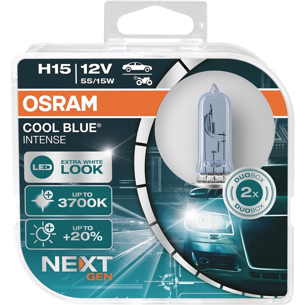 Osram KFZ-Ersatzleuchte OSRAM 64176CBN-HCB W INTENSE Leuchtmittel Halogen 15/55 H15 BLUE® COOL