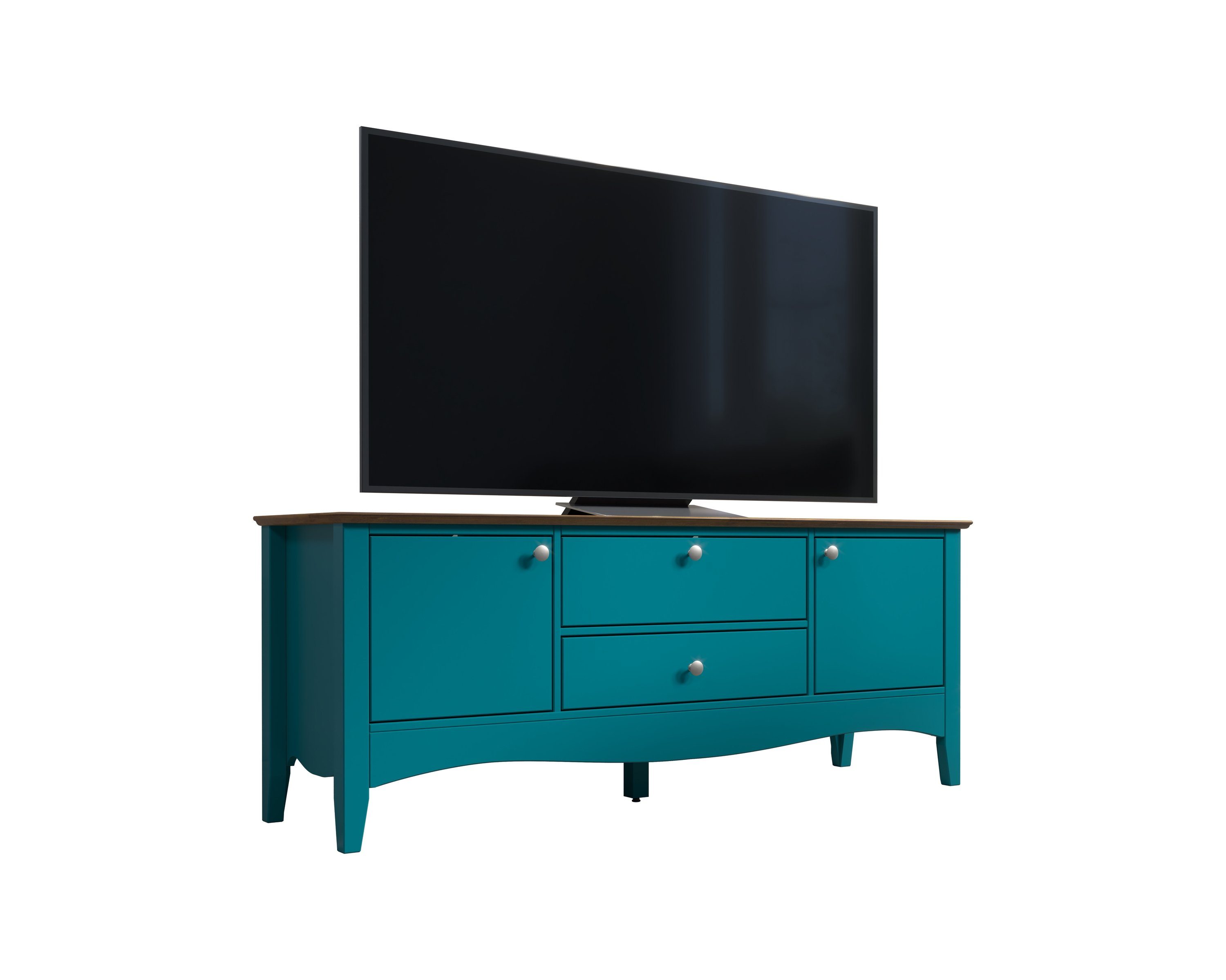 & möbelando MDF Kiefer Blau/Braun (BxHxT: TV-Schrank III 140x57x42 Lebanon aus Massiv cm) in