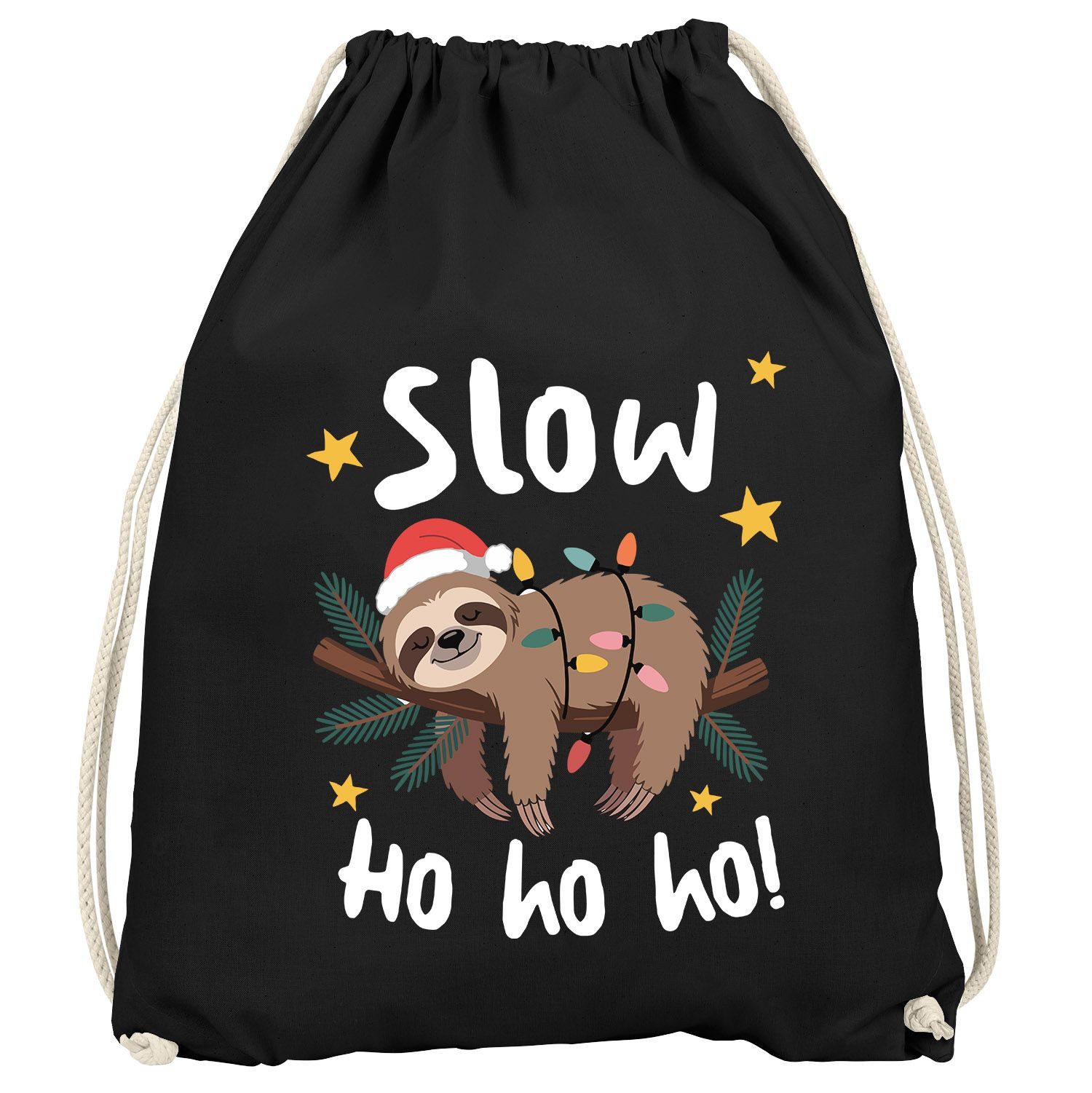 Turnbeutel Turnbeutel Weihnachten XMAS Spruch lustig Faultier HoHoHo