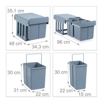relaxdays Einbaumülleimer Einbaumülleimer Küche 3-fach