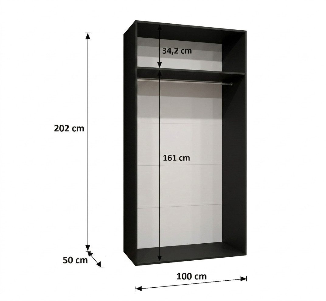 ABIKS MÖBEL Drehtürenschrank ALICANTE 1 Schlafzimmerschrank mit Kleiderstange und Regalen