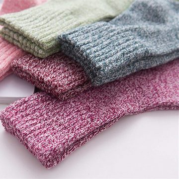 KIKI ABS-Socken 5 Paar Wollsocken, Warme Wintersocken Damen, Dicke Stricksocken