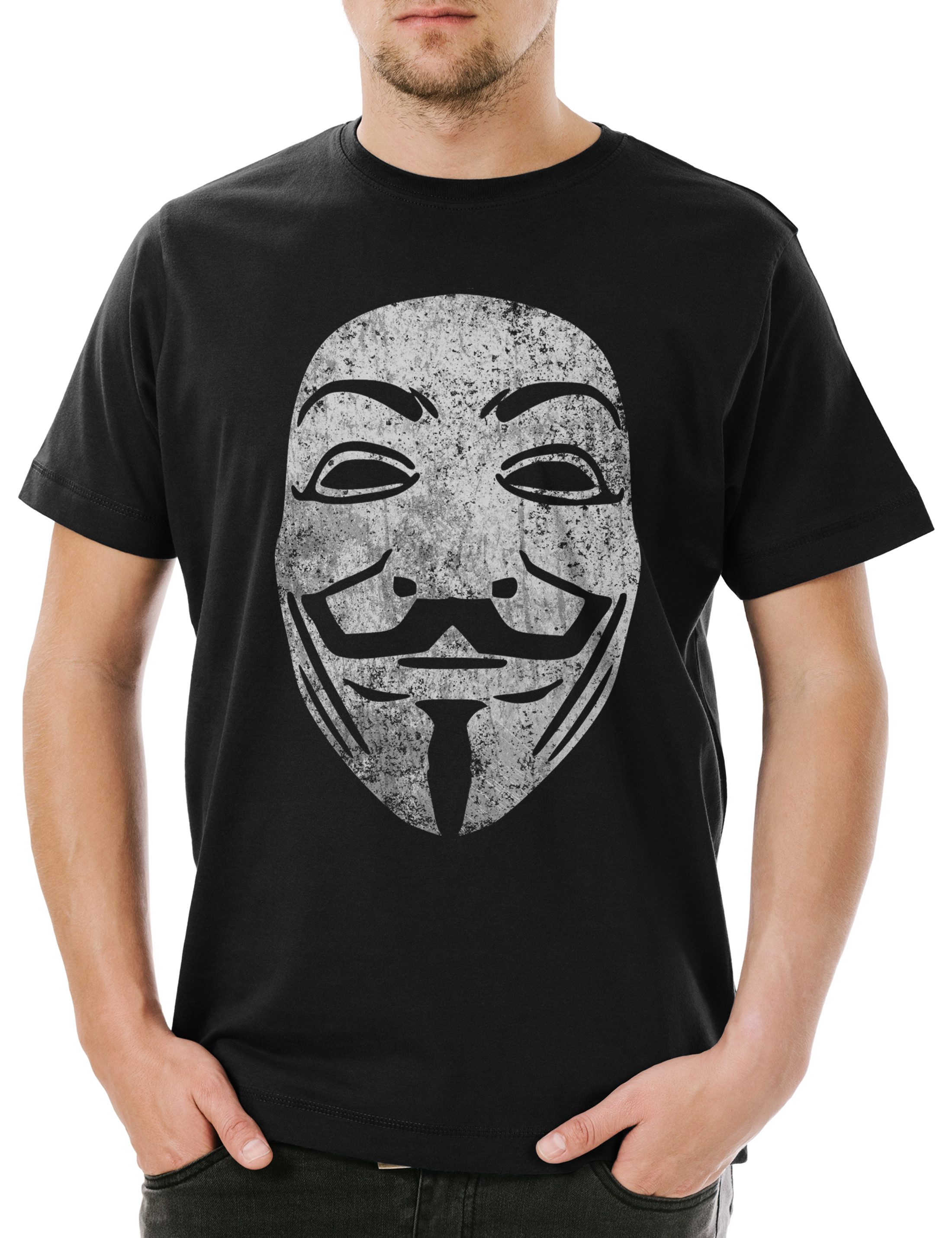 Print-Shirt Guy Fawkes Mask Vintage Herren T-Shirt V For Wie Anonymous Vendetta