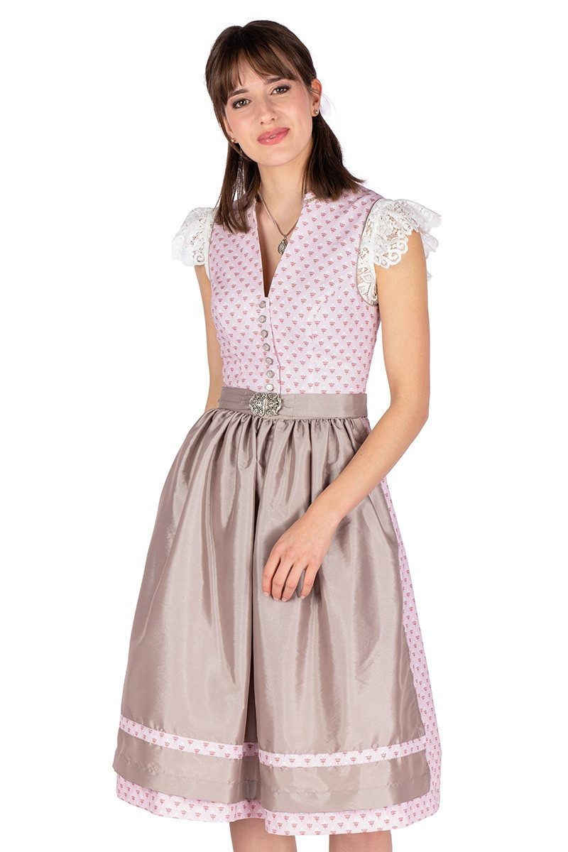 Alpenwahnsinn Dirndl Midi Dirndl 2tlg. - LEYLA - rosé/helltaupe