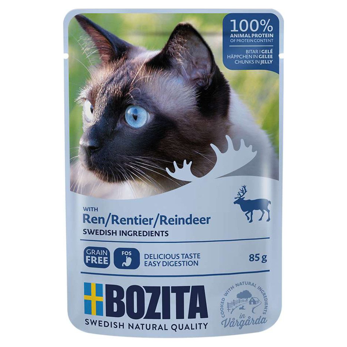 Bozita Häppchen in Gelee mit Rentier 85 g - 12 Stück, Nassfutter für: Katze