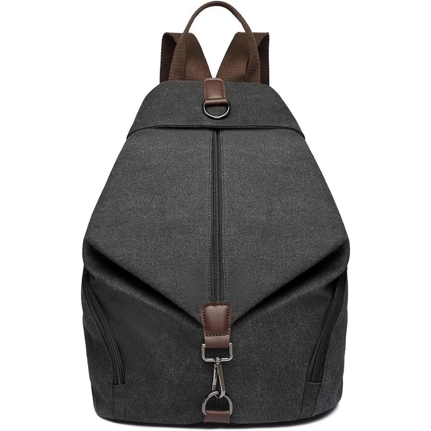 LuxusKollektion Tagesrucksack Rucksack Canvas Daypack Damen Vintage Outdoor 31 x 16 x 38 cm Schwarz