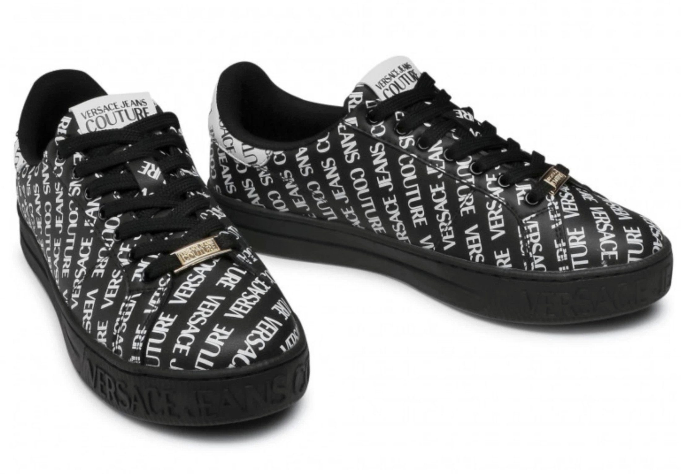 Versace Multi Logo Low-Top Sport Schuhe Sneaker Herausnehmbare sohle, gepolsterter Rand für erhöhten Tragekomfort