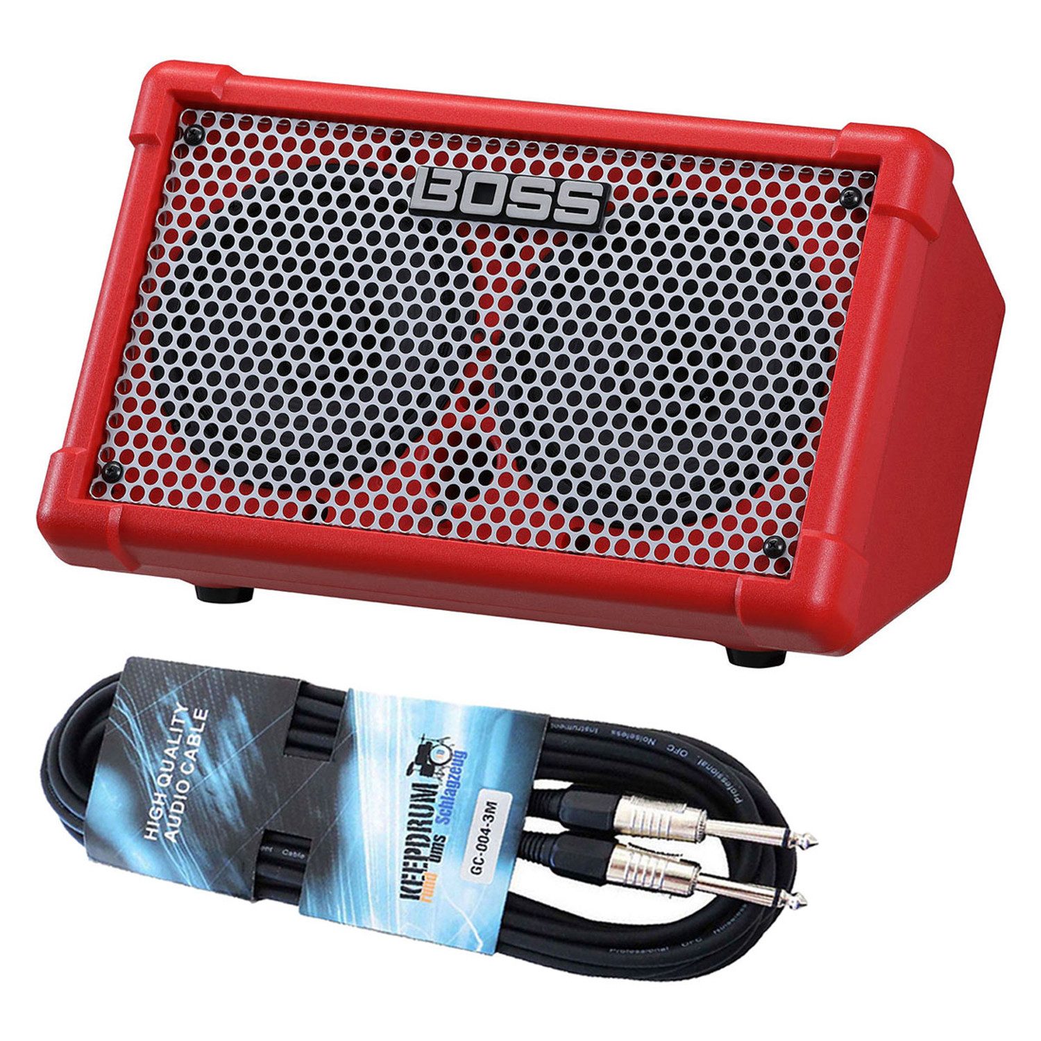 Boss by Roland Boss Verstärker Cube Street II Rot mit BT-Dual Adapter und Kabel Verstärker (Anzahl Kanäle: 2, 10 W, Gitarre, Mikrofon)