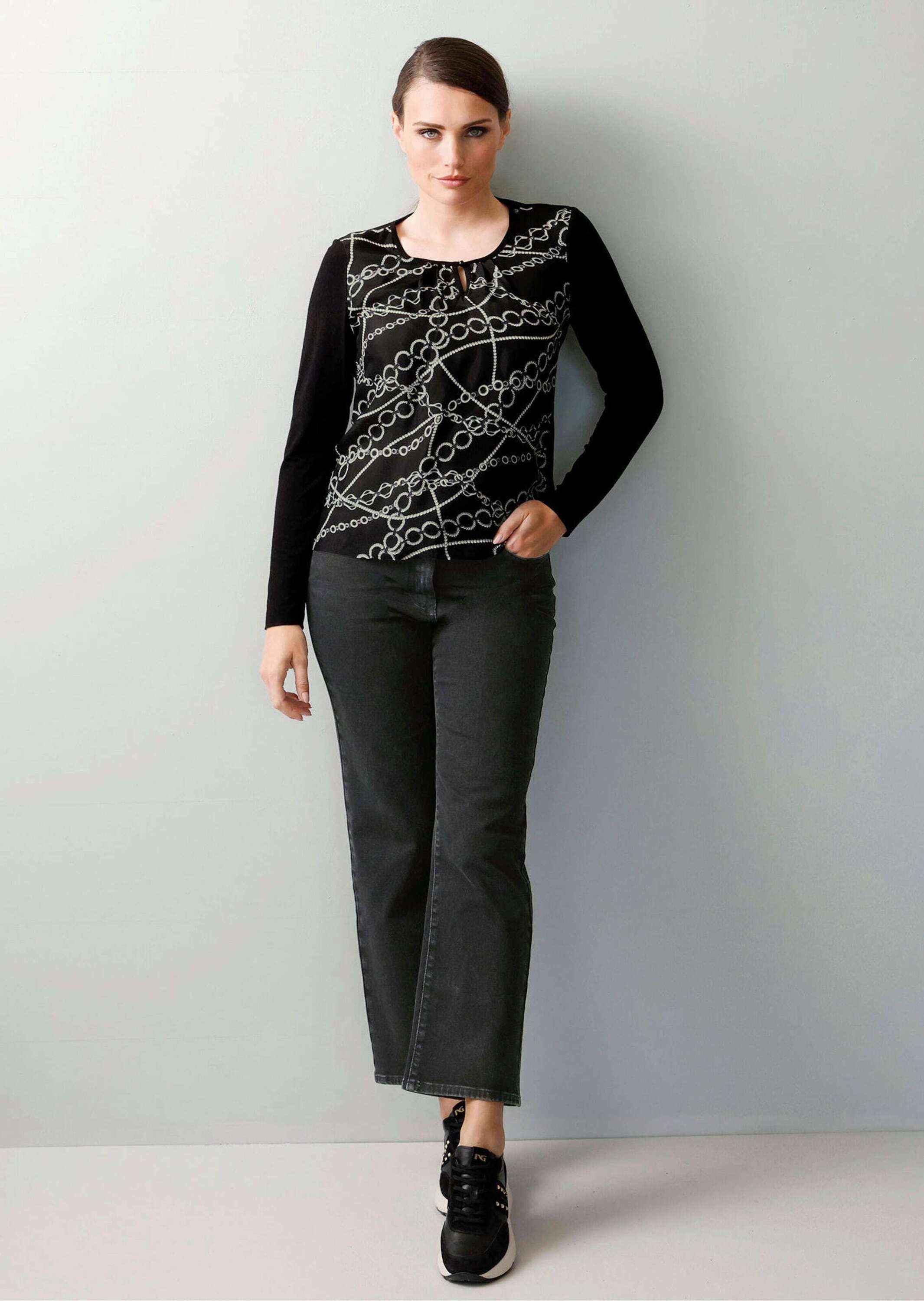 Alba Moda Shirtbluse Blusenshirt mit Kettendruck