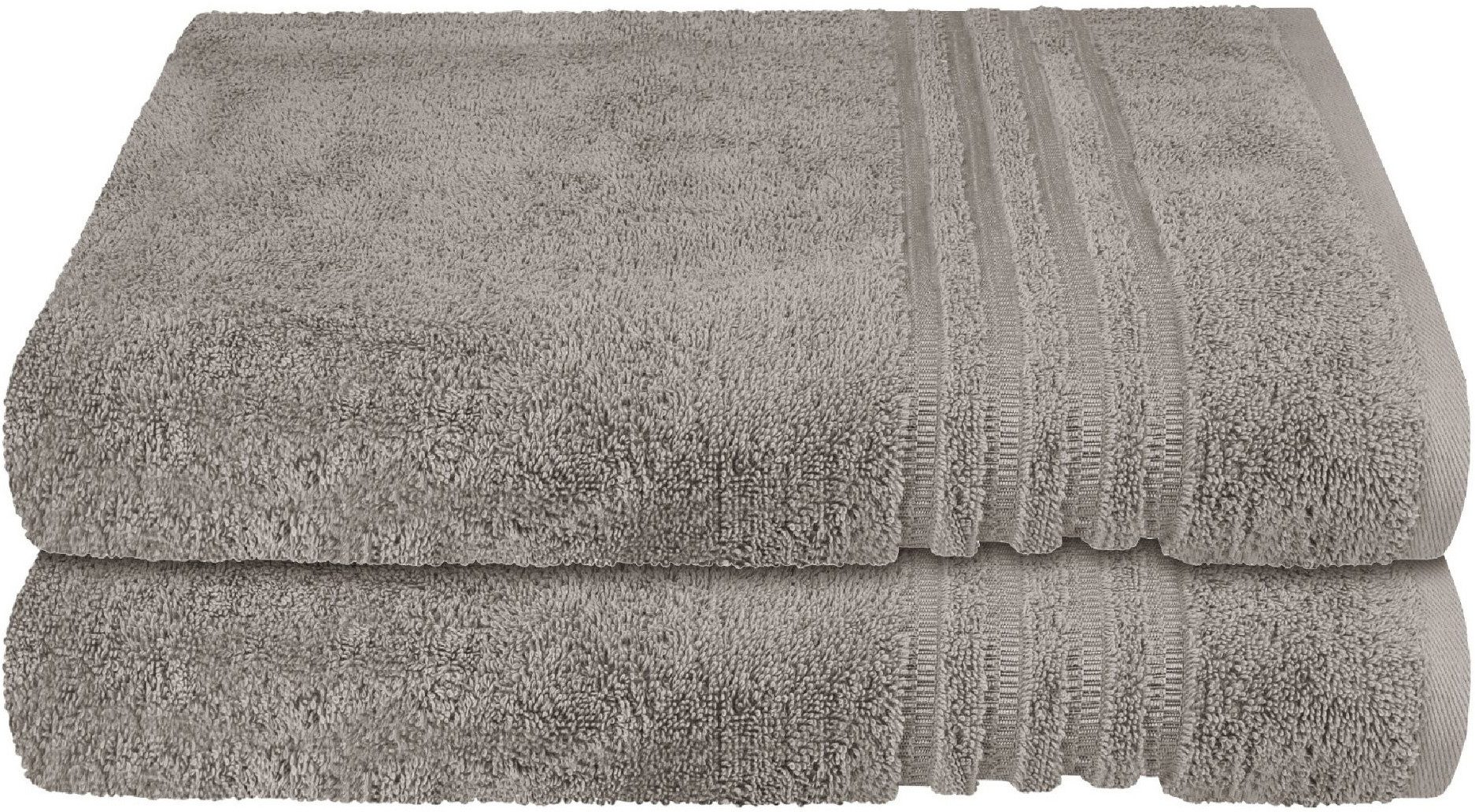 Schiesser Duschtücher Milano aus 100% Baumwolle mit eleganter Bordüre in Hoch-Tief-Optik, Frottier (Set, 2-St), OEKO-TEX® MADE IN GREEN