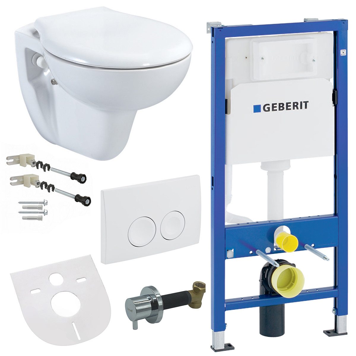 Belvit Tiefspül-WC UP100-EW4001-SET, Belvit Hänge WC Set Weiß spülrandlos mit Taharet Bidet Softclose