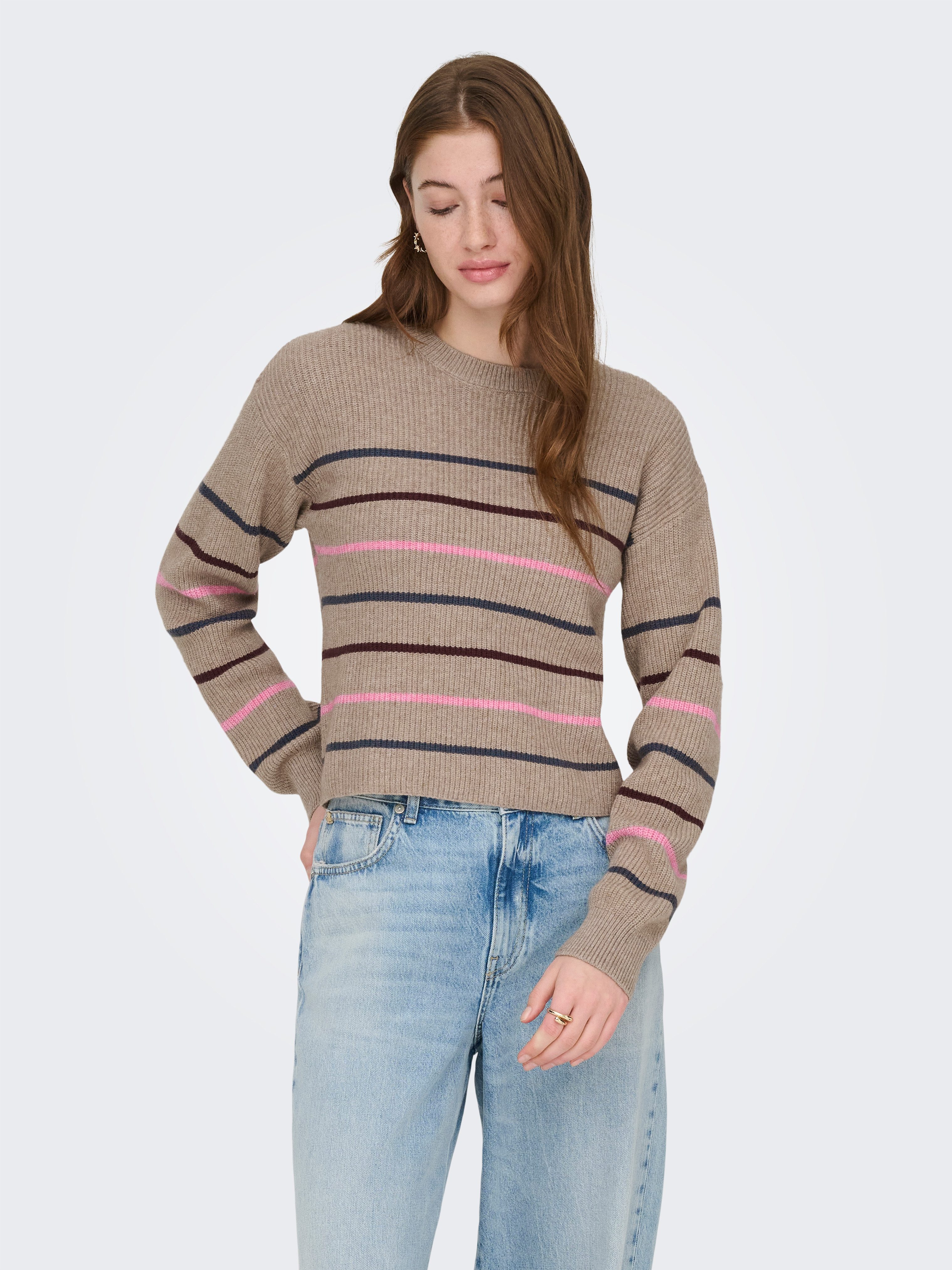 ONLY Strickpullover ONLIBI LS STRIPE O-NECK CC KNT