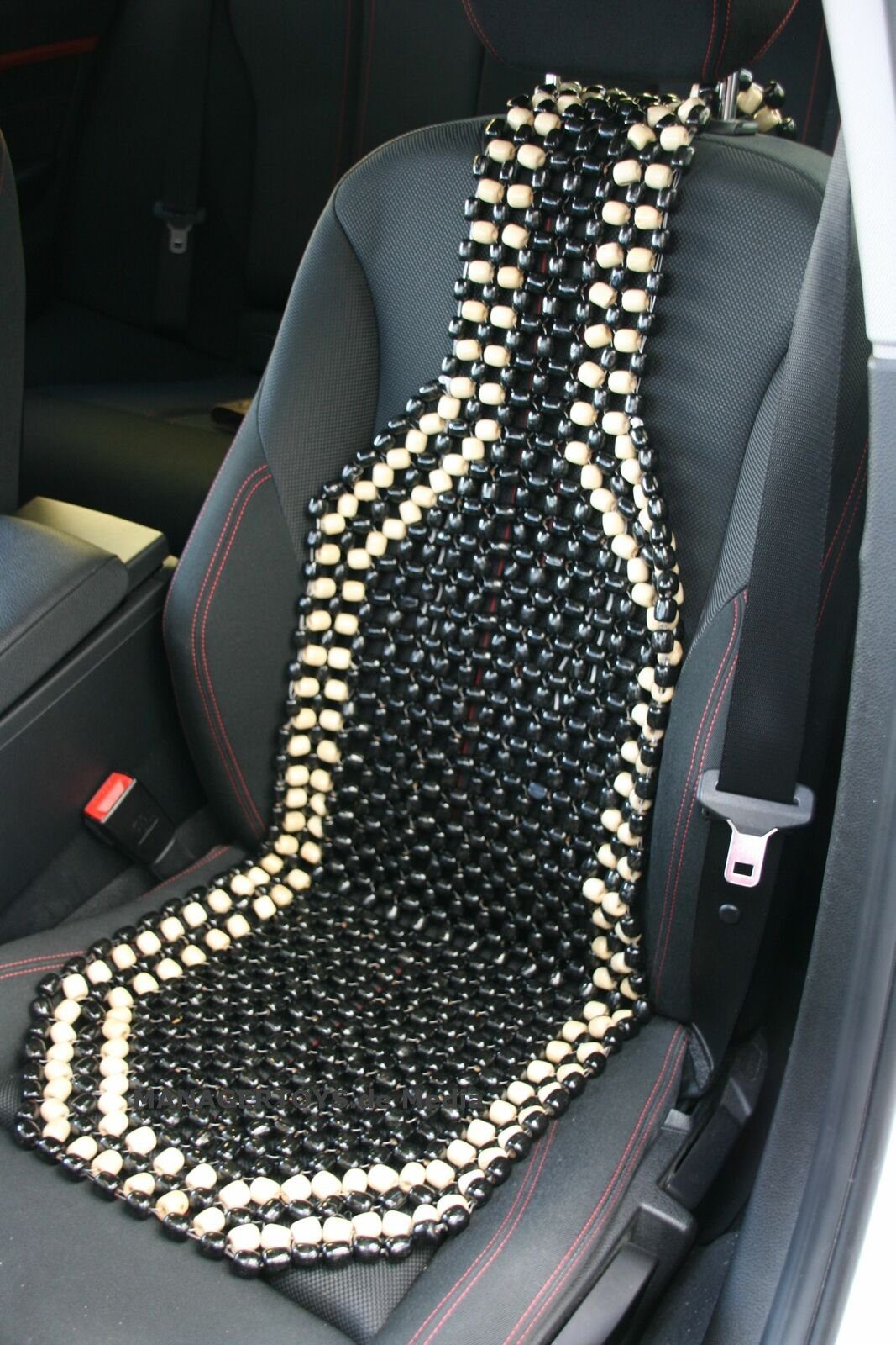 IWH Massagesitzauflage Auto Sitzauflage SCHWARZ Holzkugeln Holzkugelsitzauflage 127 x 39 cm