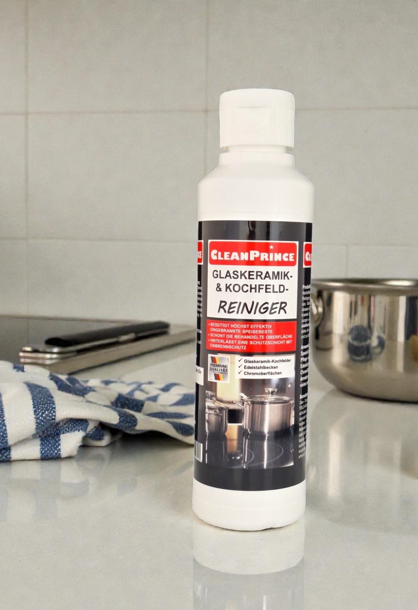 CleanPrince Glaskeramikreiniger und Kochfeldreiniger Politur 250 ml Glaskeramikreiniger (Hocheffektive Premiumpolitur)