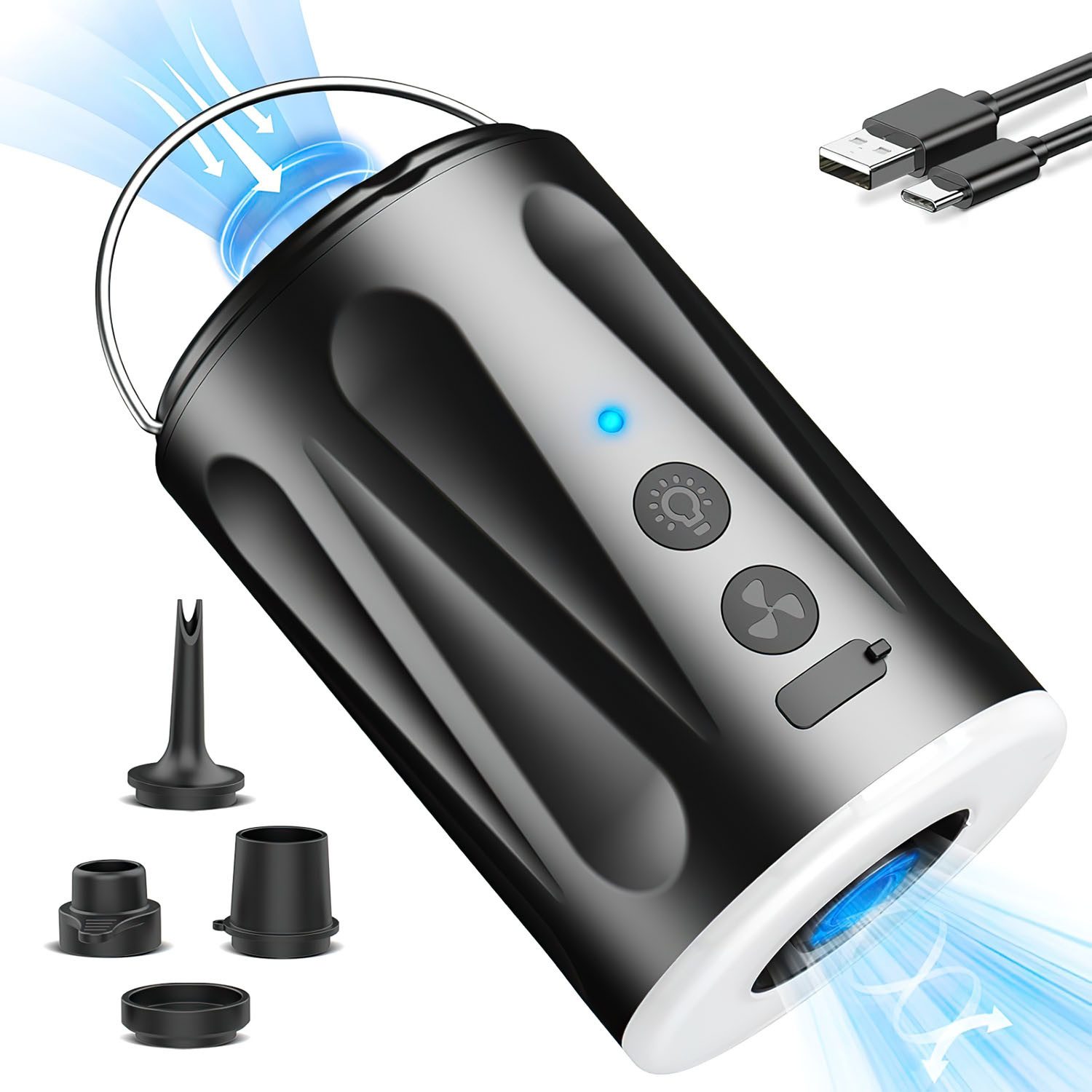 Luftpumpe Elektrisch Pumpe Luftmatratze 6000 mAh Düsen