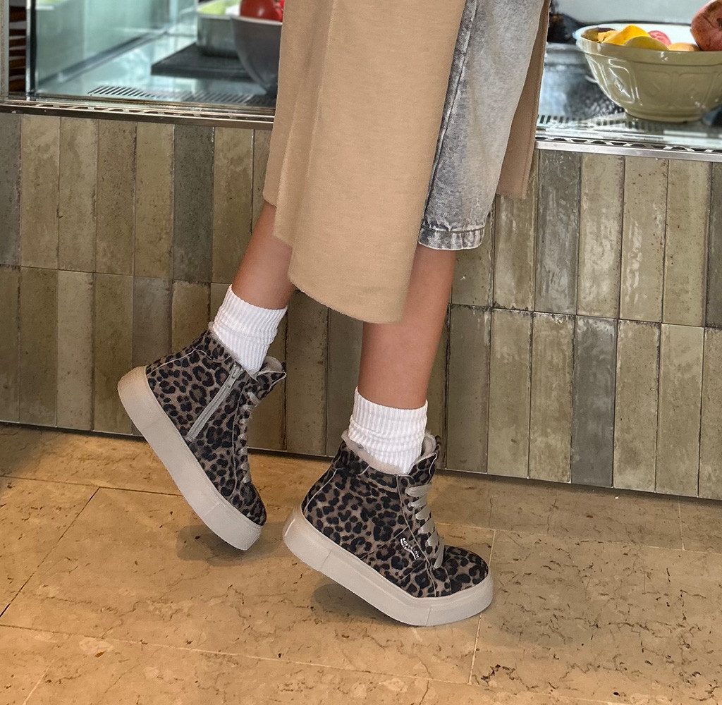 Softclox SNEAKER High top Leo/Lammfell taupe Stiefelette