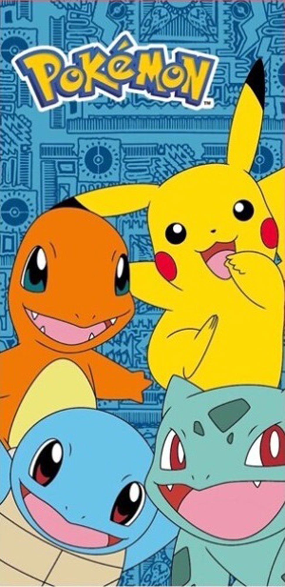 Strandtuch Pokemon - Strandtuch - Group - Pikachu, Glumanda, Schiggy, Bisasam