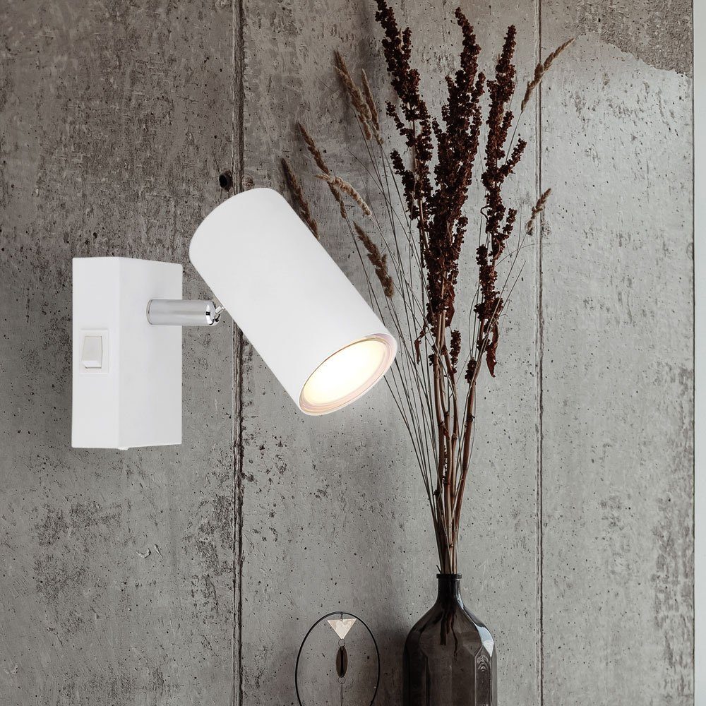 GLOBO LIGHTING Wandleuchte, Leuchtmittel nicht inklusive, Wandleuchte weiß Wandstrahler beweglich mit Schalter