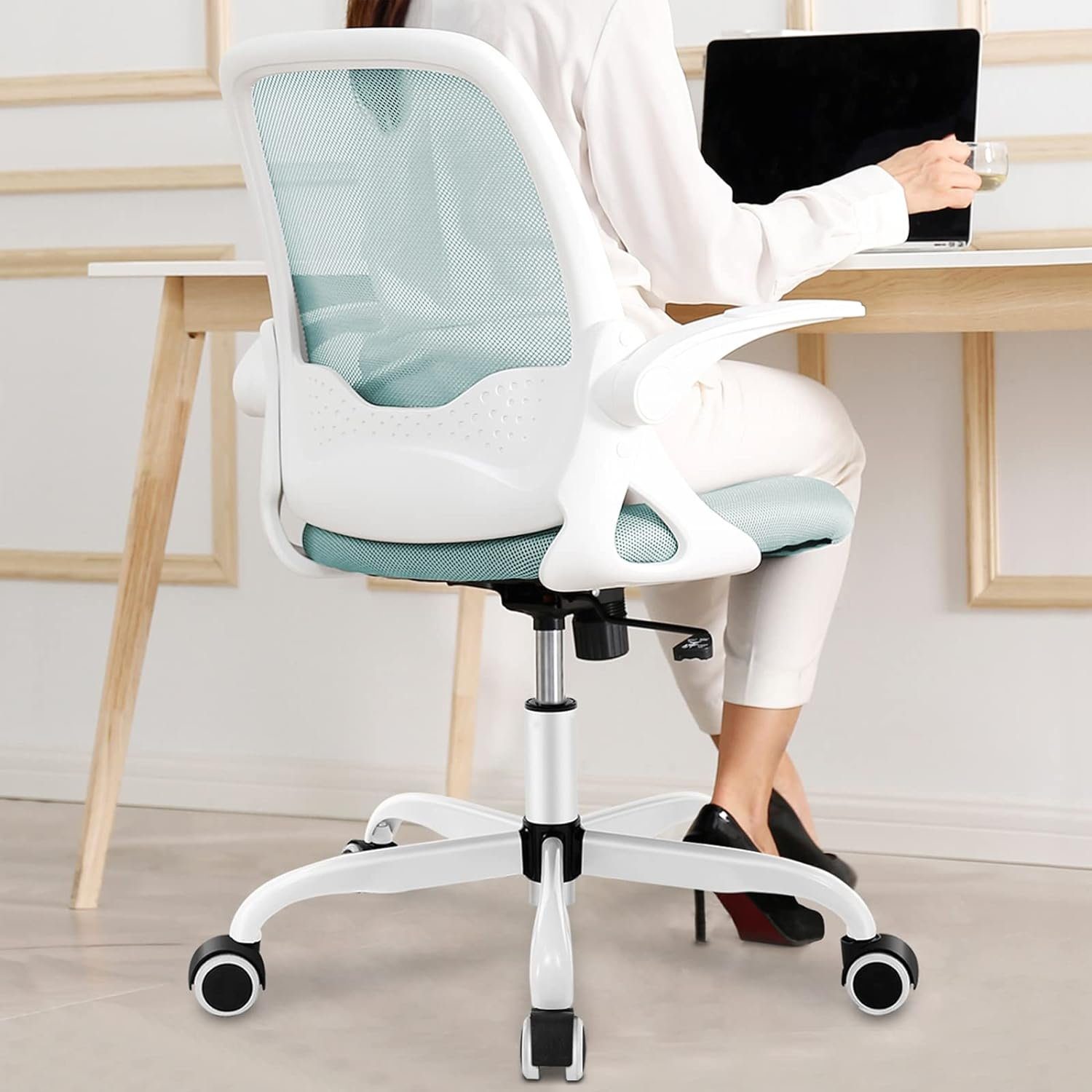 KERDOM Bürostuhl (Bürostuhl ergonomisch: Schreibtischstuhl mit verstellbarem Sitz), Bürostuhl, Ergonomischer Schreibtischstuhl mit klappbarer Armlehnen