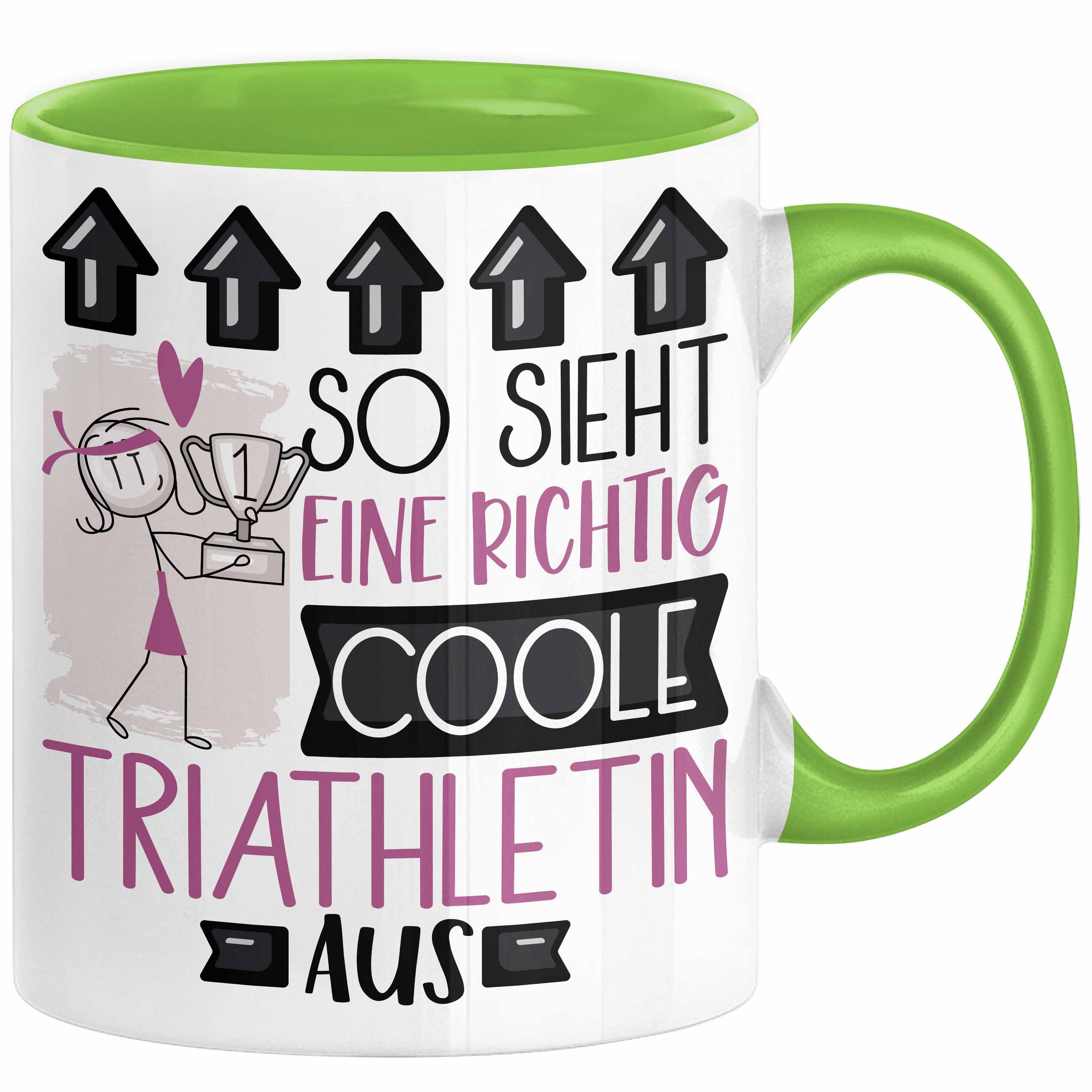 Tasse Triathletin Geschenk Tasse Geschenkidee für Triathletin Geburtstag Wei
