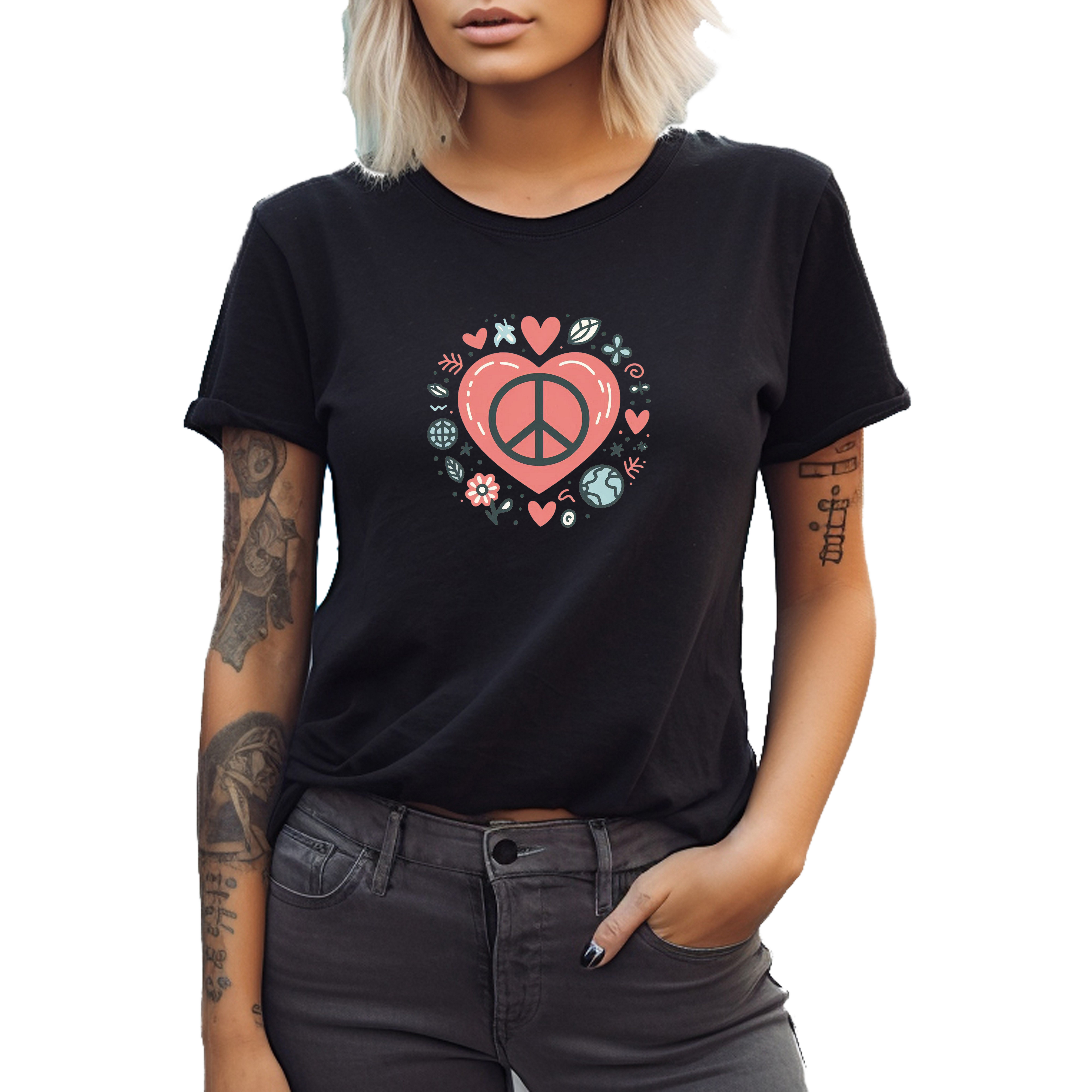 Banco T-Shirt Damen Herz Frieden Liebe günstig online kaufen