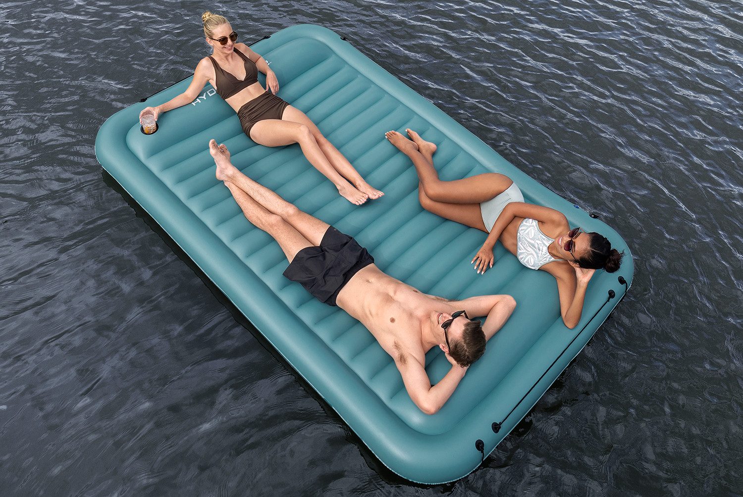 Bestway Badeinsel Hydro Force® Sun Soaker™, (Packung, 1-St., beliebig erweiterbar), 269 x 183 x 25,5 cm