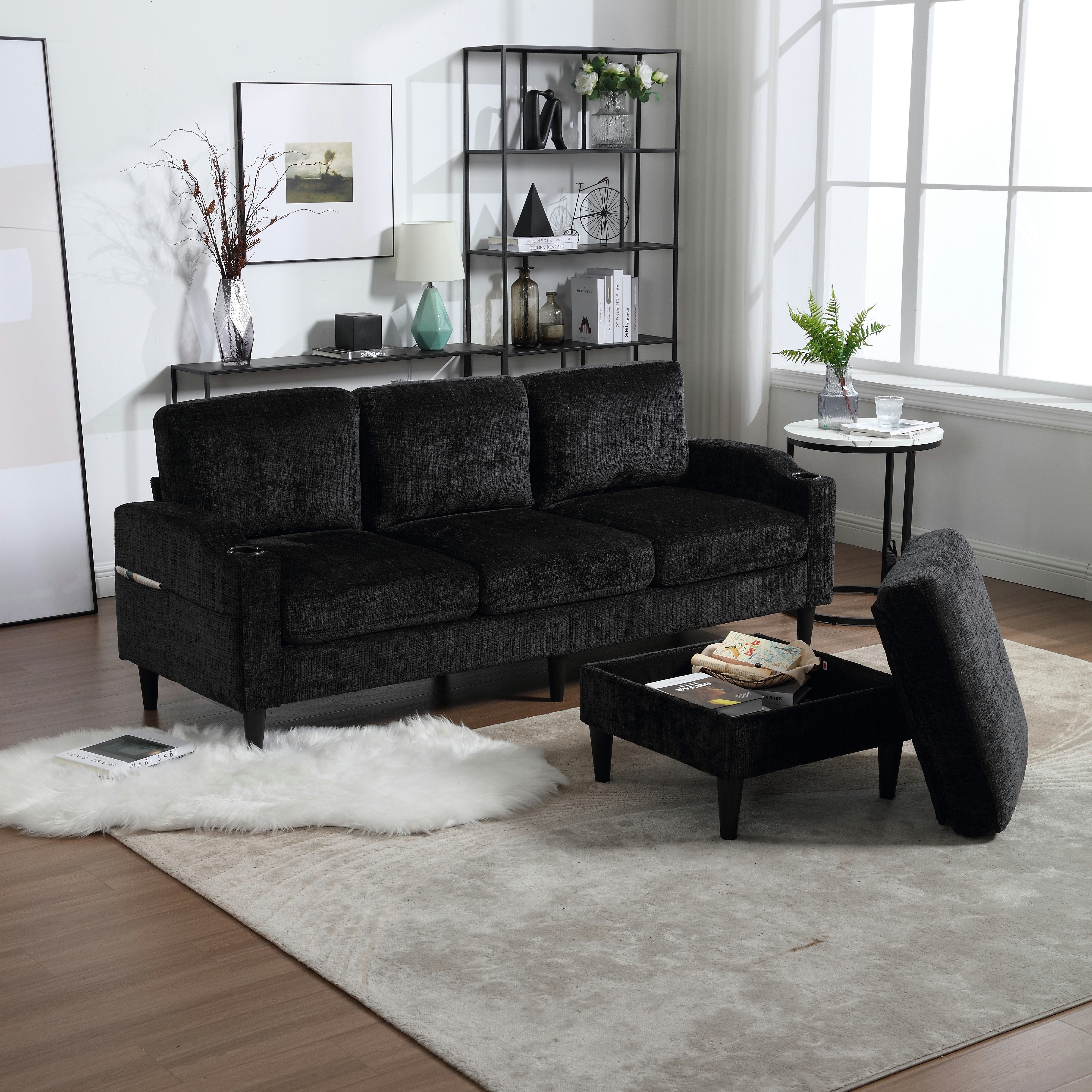 Odikalo 3-Sitzer Wohnzimmersofa Loungesofa mit Hocker günstig online kaufen