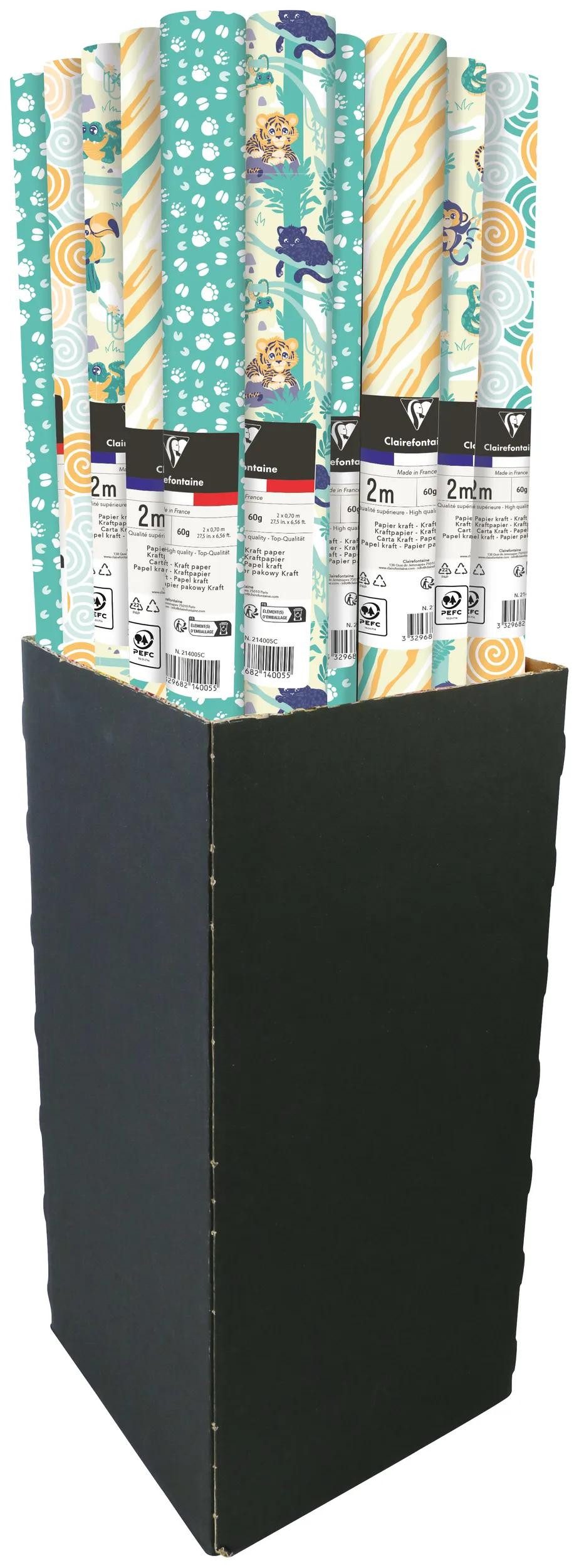 CLAIREFONTAINE Geschenkpapier 30x Geschenkpapier 60g Jungle 2x0,70m, display Sortierung 214005C, Rolle