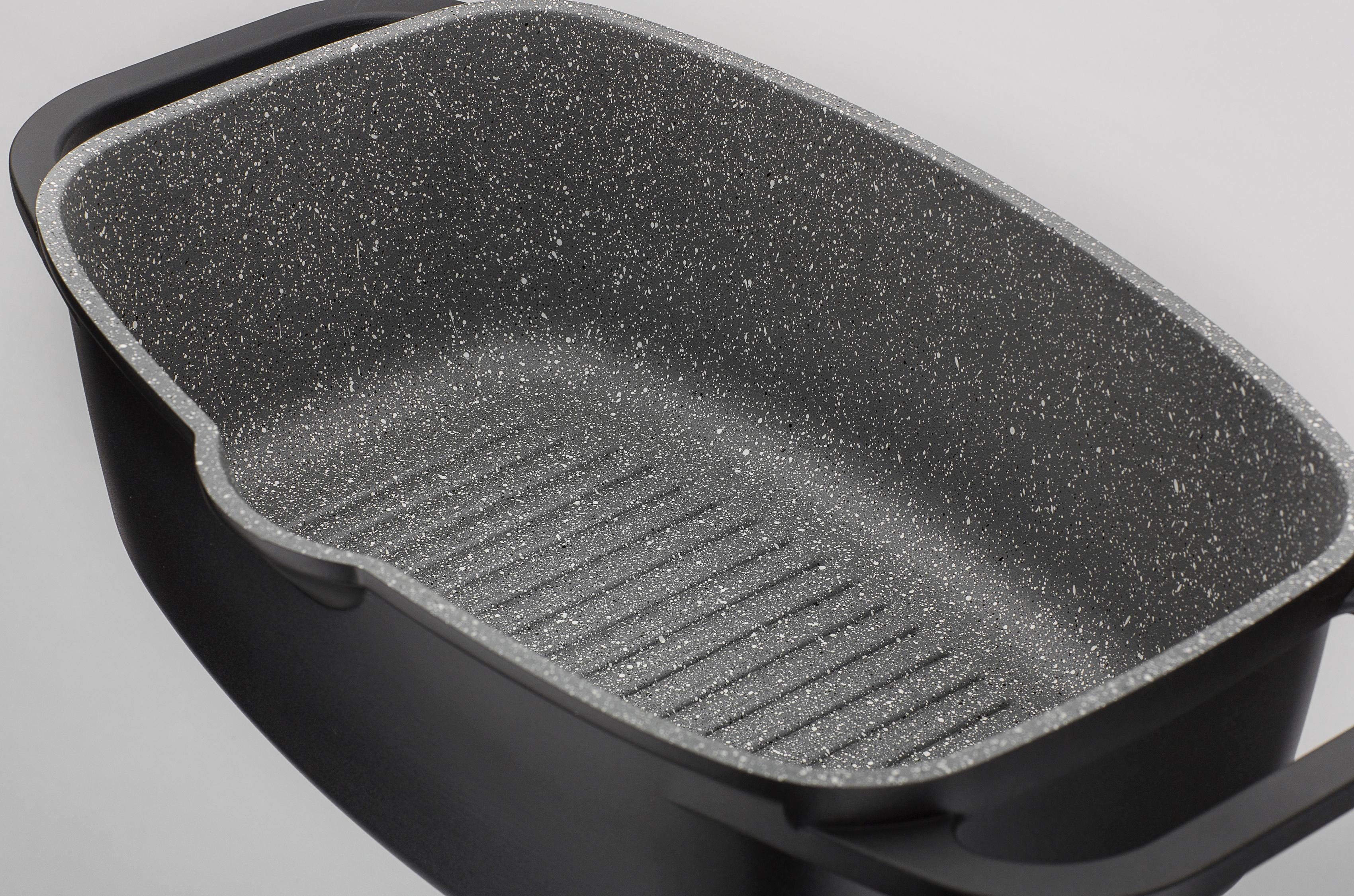 GSW Bräter Gourmet Granit, Induktion, 6 Liter, Aluminiumguss (1-tlg), Länge inkl. Seitengriffe ca. 40 cm, Länge Innenmaß ca. 32 cm