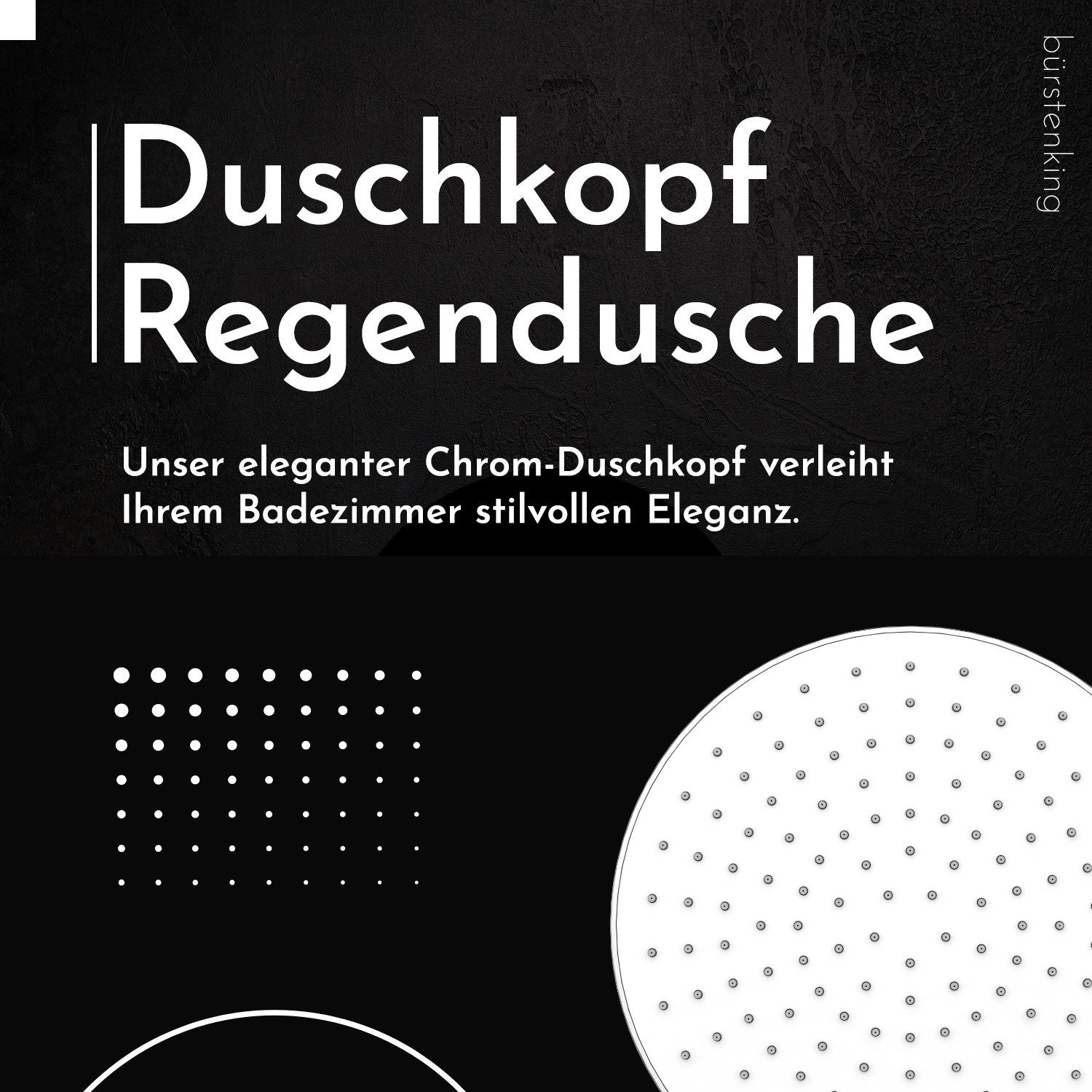 Bürstenking Regenduschkopf Regendusche Duschkopf Ø 23 cm, Regenduschkopf – mit Kugelgelenk, Chrom, chromfarben, Regenduschkopf, Antikalk-Silikondüsen, verstellbar
