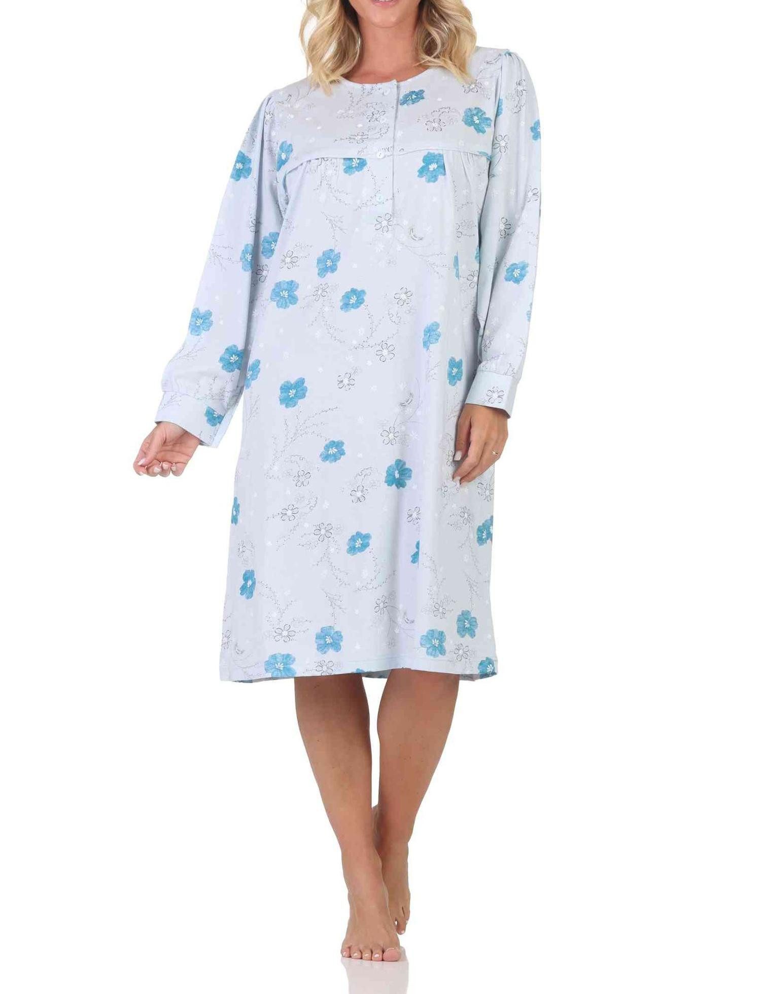 Nachthemd Damen langarm Nachthemd im klassischen fraulichen Design