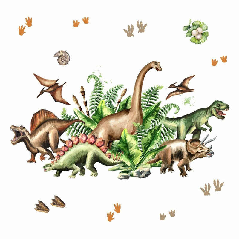 nikima Wandtattoo 168 Dinosaurier T-Rex, Triceratops, Stegosaurus (PVC-Folie), in 6 vers. Größen