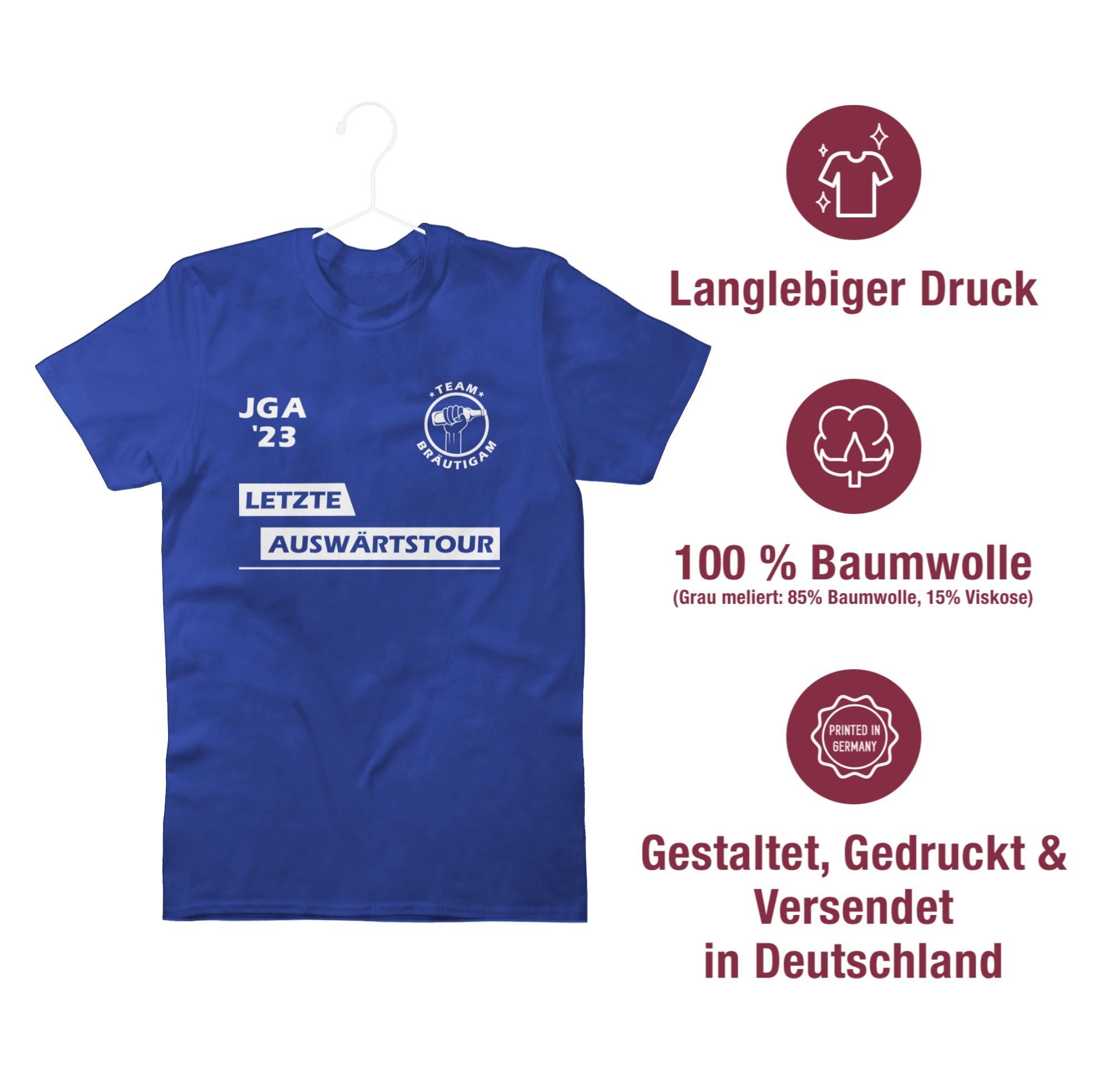 Letzte 3 Shirtracer Royalblau T-Shirt Bräutigam Team JGA Männer Auswärtstour