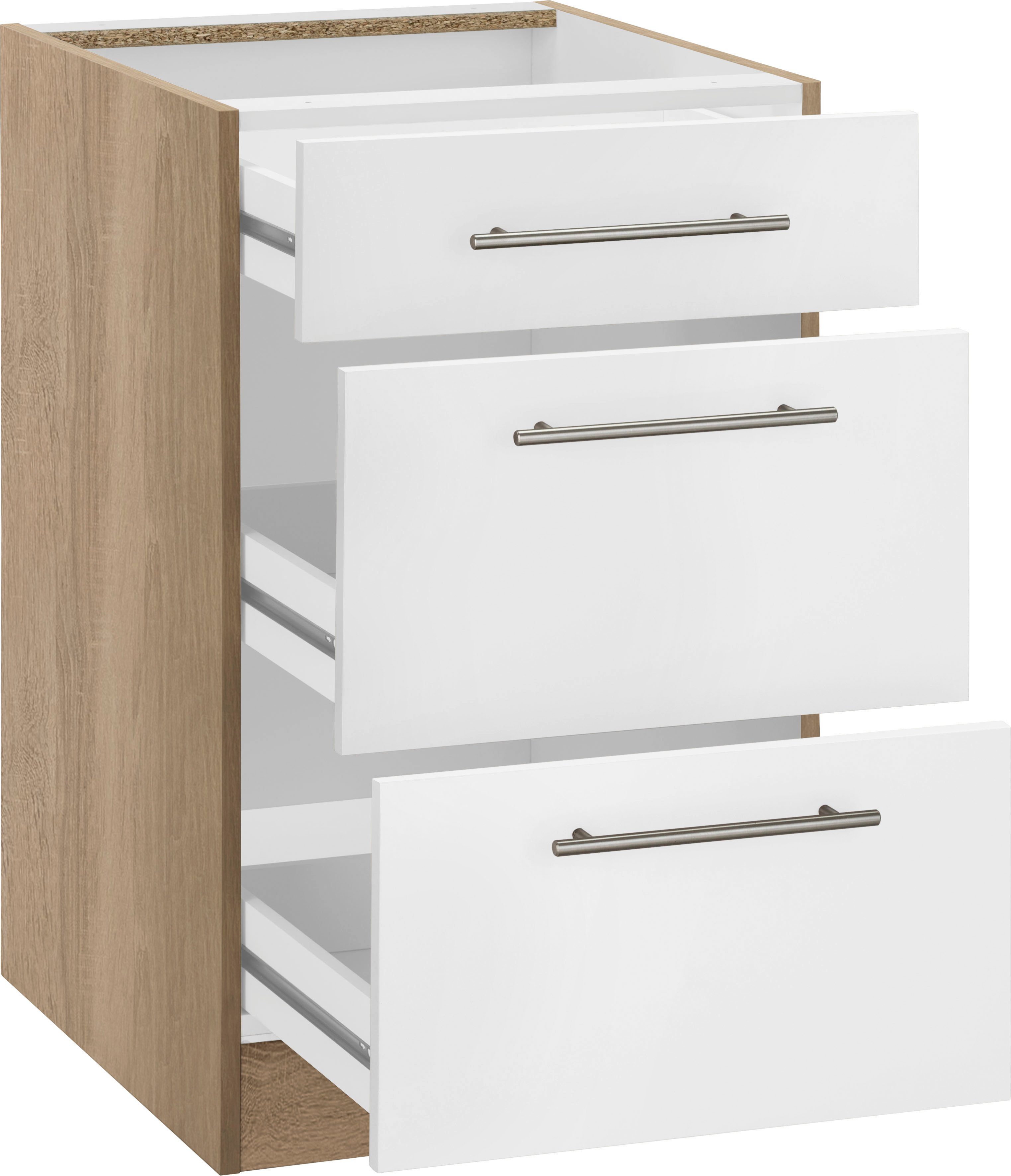 wiho Küchen Unterschrank Cali 50 cm breit, mit 2 großen Auszügen ohne Arbeitsplatte