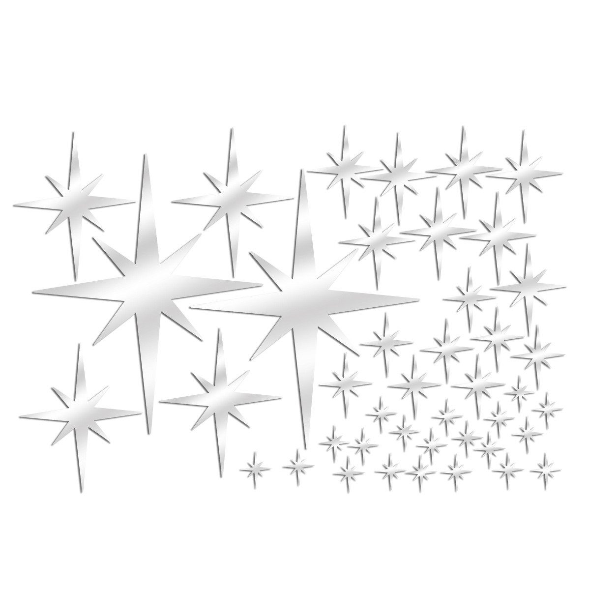 Diwzbyn Wandsticker 42 StückWandaufkleber „Sterne“ in Spiegeloptik – 4D-Acryl-Wandsticker, Leuchtende Sterne Wanddeko für Mädchenzimmer, ablösbar