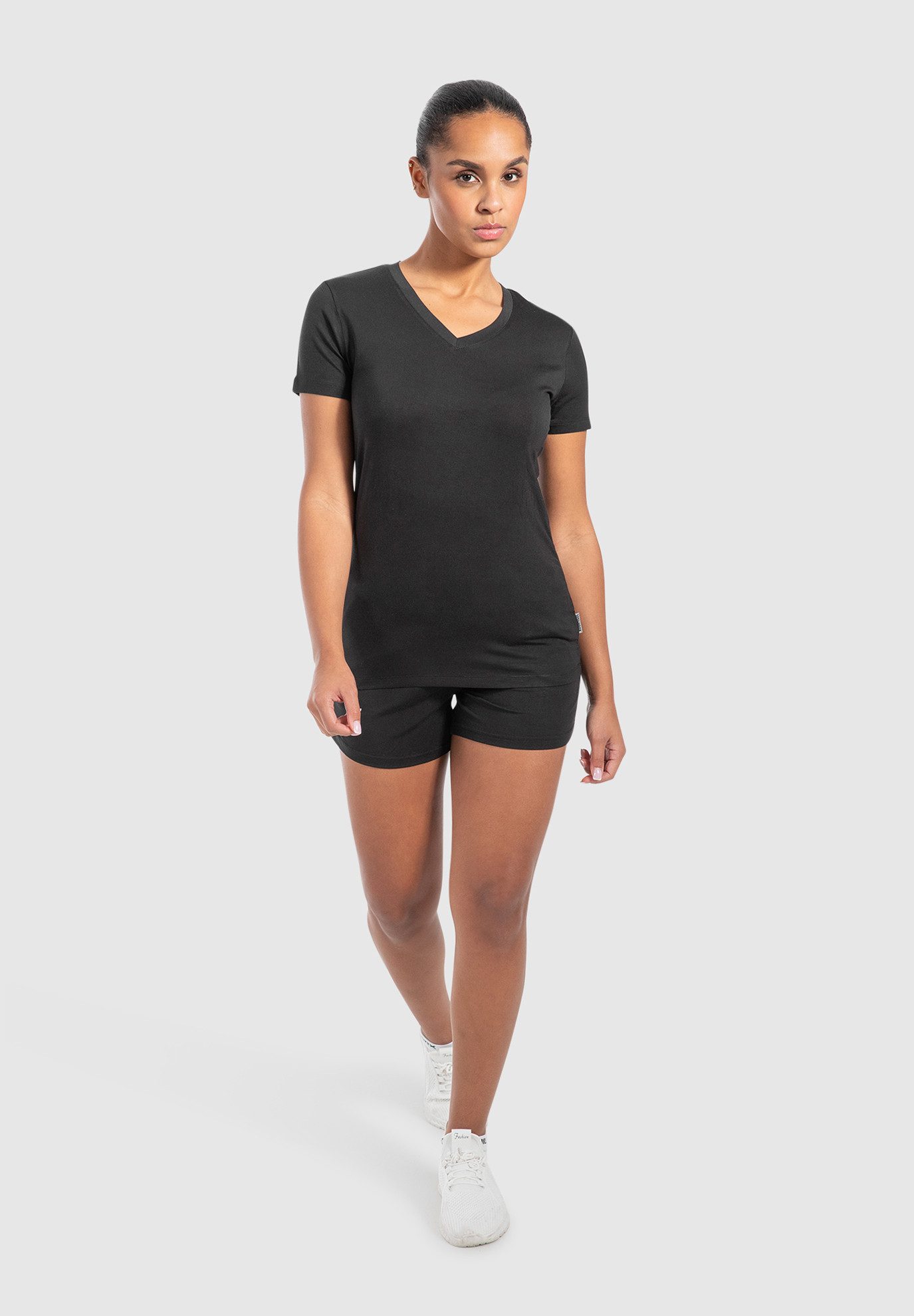 Smilodox T-Shirt Nela Modal, Shaped Fit, Kurzarm V-Neck Shirt, weiches Mate günstig online kaufen