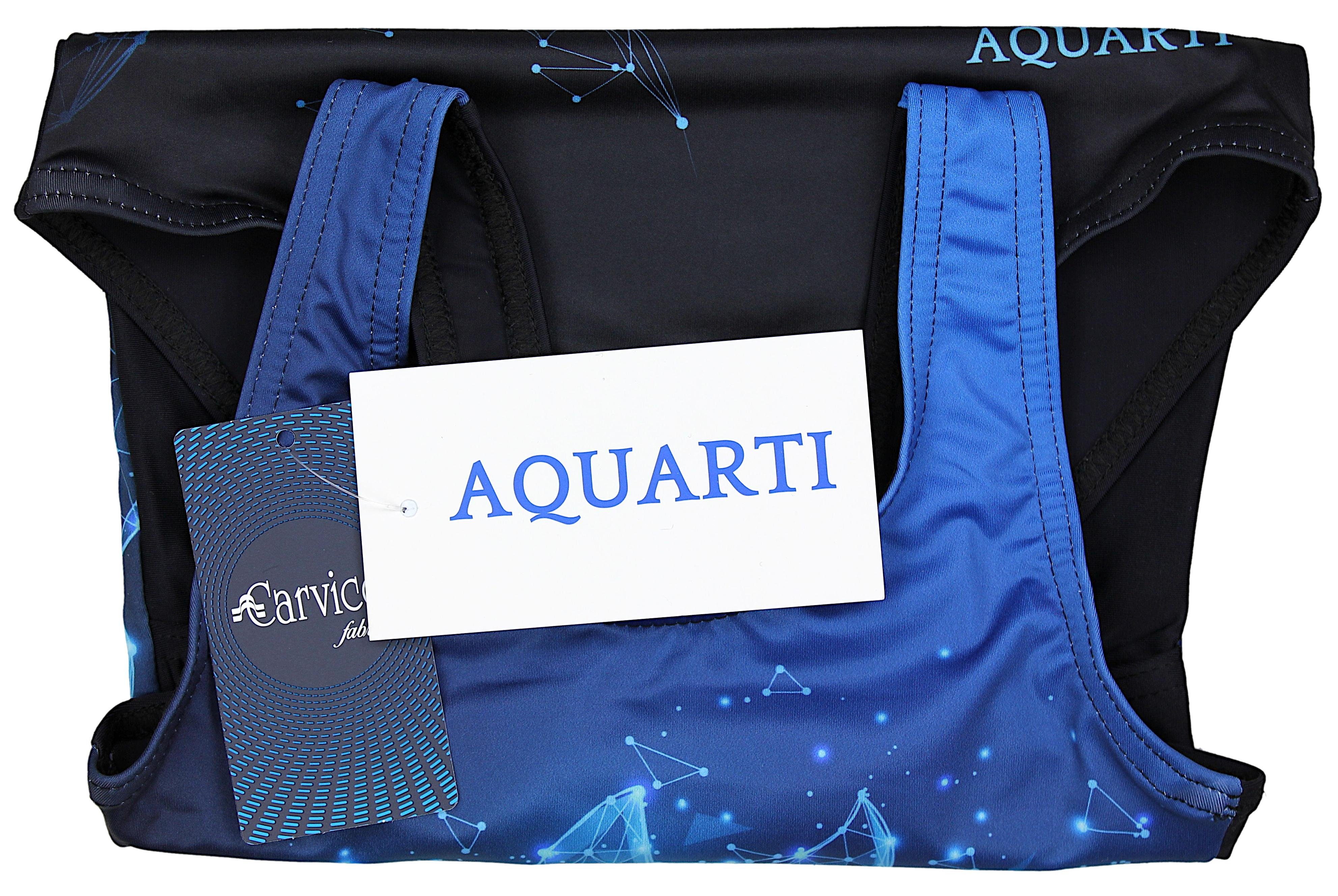Aquarti Badeanzug Aquarti / Mädchen Einhorn mit Blau Ringerrücken Print Schwarz Badeanzug