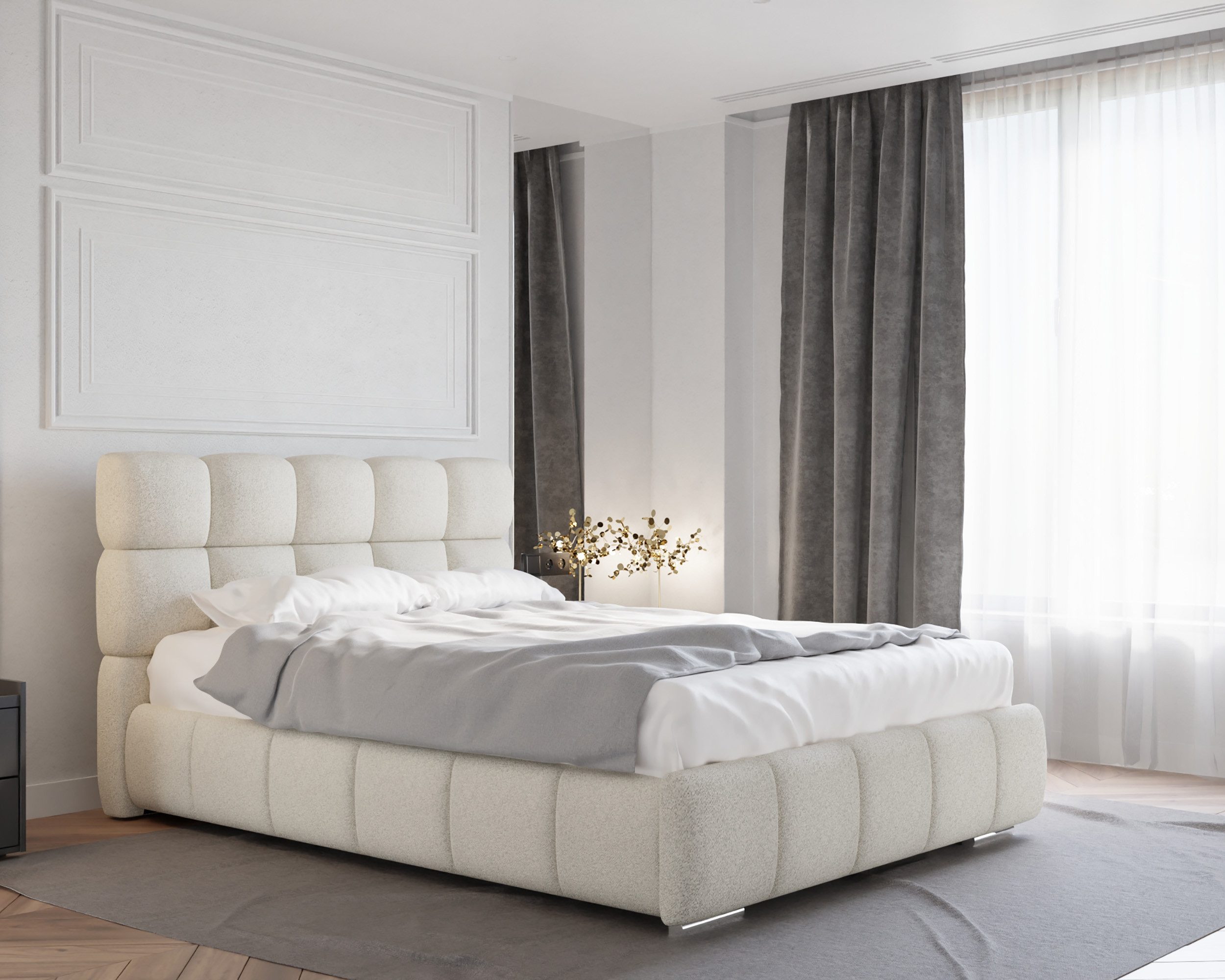 Homesy Polsterbett BLISS Luxus-Bett mit Lattenrost Wahl federkernmatraze, kokosmatratze, (Stabile Rahmenkonstruktion Metallrahmen), Ein Luxusbett in jeder Größe 140x200cm 160x200 cm 180x200cm