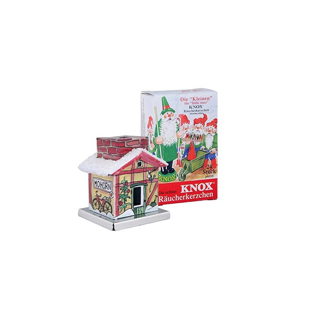 KNOX Räucherhaus Mini Bahnhof - 4,5cm - aus Metall - inkl. 24 Minis "Bunte Mischung", Ideal als zusätzliche Dekoration für Tisch, Regal oder Fensterbank