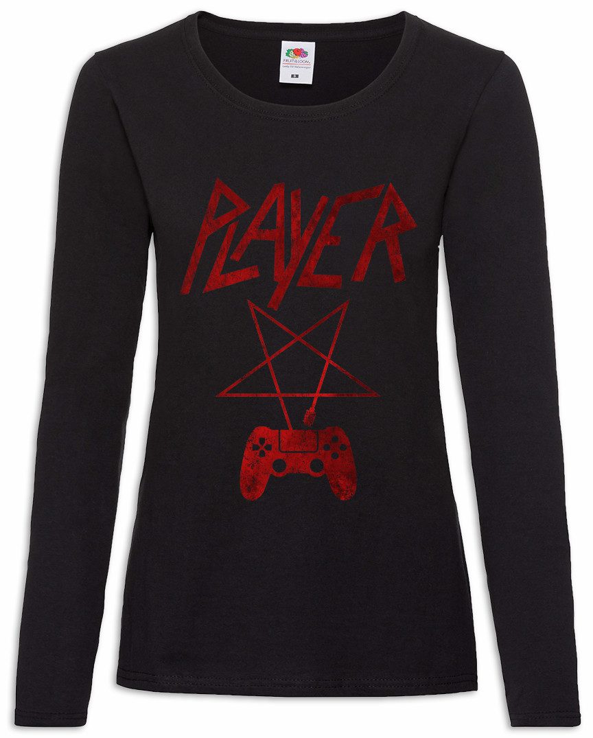 Urban Backwoods Langarmshirt Player P Damen Langarmshirt Pentagramm Logo Pentacle Slayer Gamer (1-tlg) Gaming Controller Trash Metal