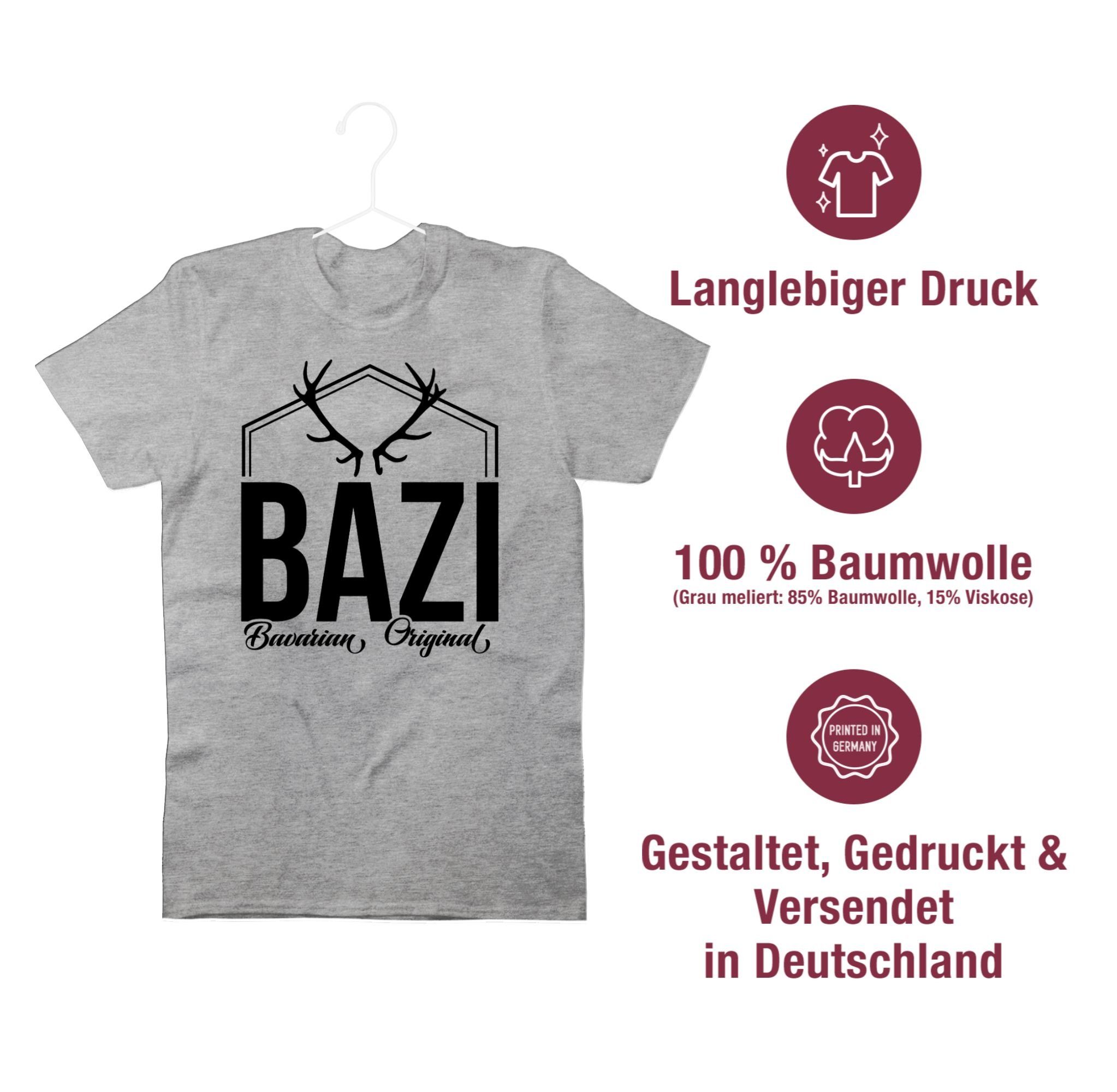 Bayern T-Shirt 2 Original - Grau meliert Männer Bavarian Bazi Shirtracer