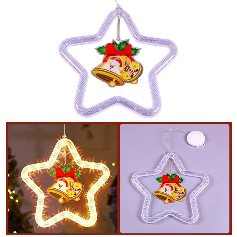 QUBEBU LED Stern Sterne Weihnachtsbeleuchtung Aufhängen Batteriebetriebene, Saugnäpfe, Glocke, LED fest integriert, Fensterbeleuchtung Weihnachten,für Fenster, Kinderzimmer, Weihnachten