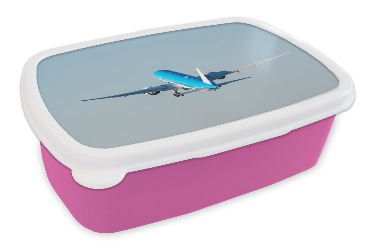 MuchoWow Lunchbox Start eines Flugzeugs in Schiphol, Kunststoff, (2-tlg), Brotbox für Erwachsene, Brotdose Kinder, Snackbox, Mädchen, Kunststoff rosa