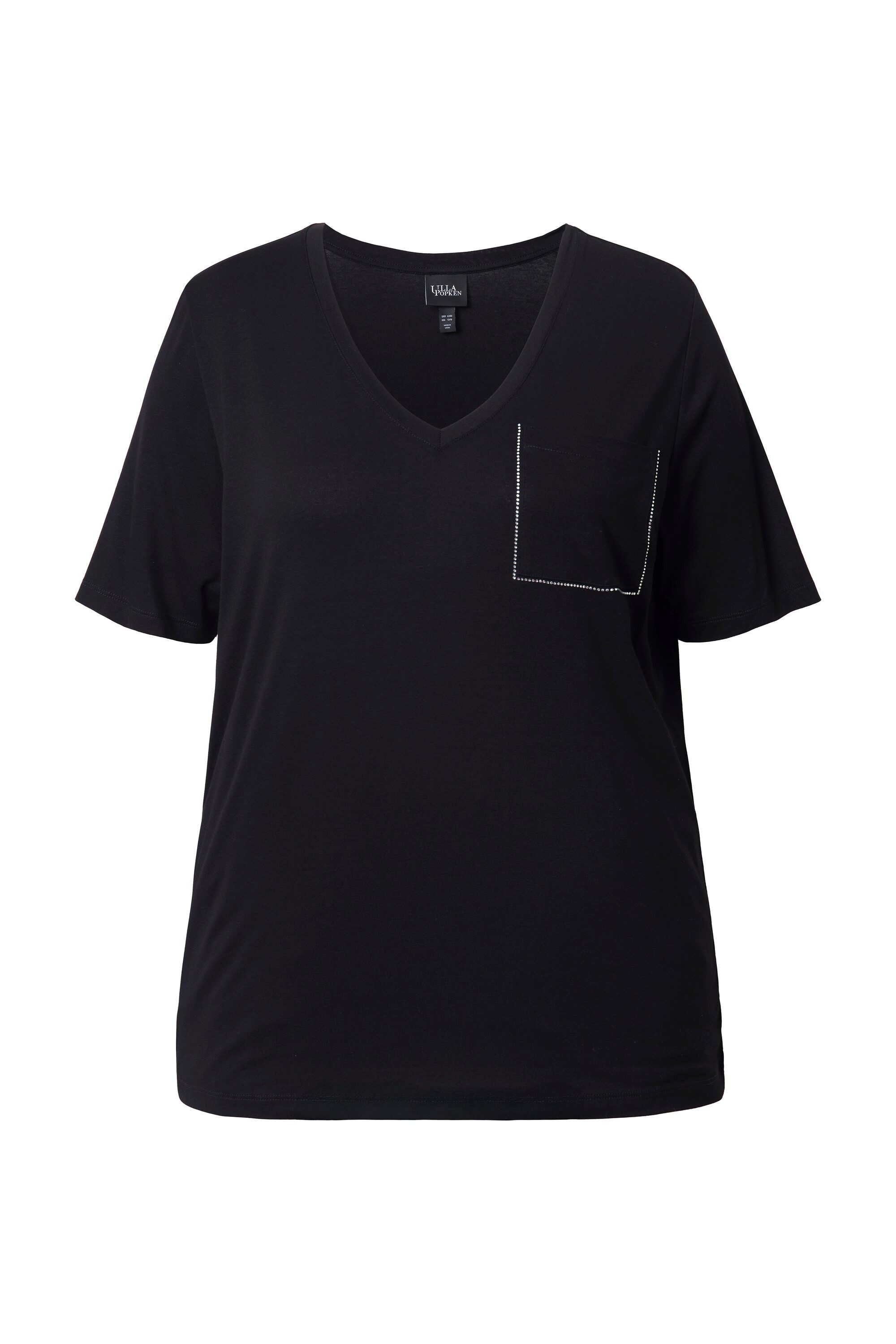 Ulla Popken T-Shirt T-Shirt Brusttasche V-Ausschnitt günstig online kaufen