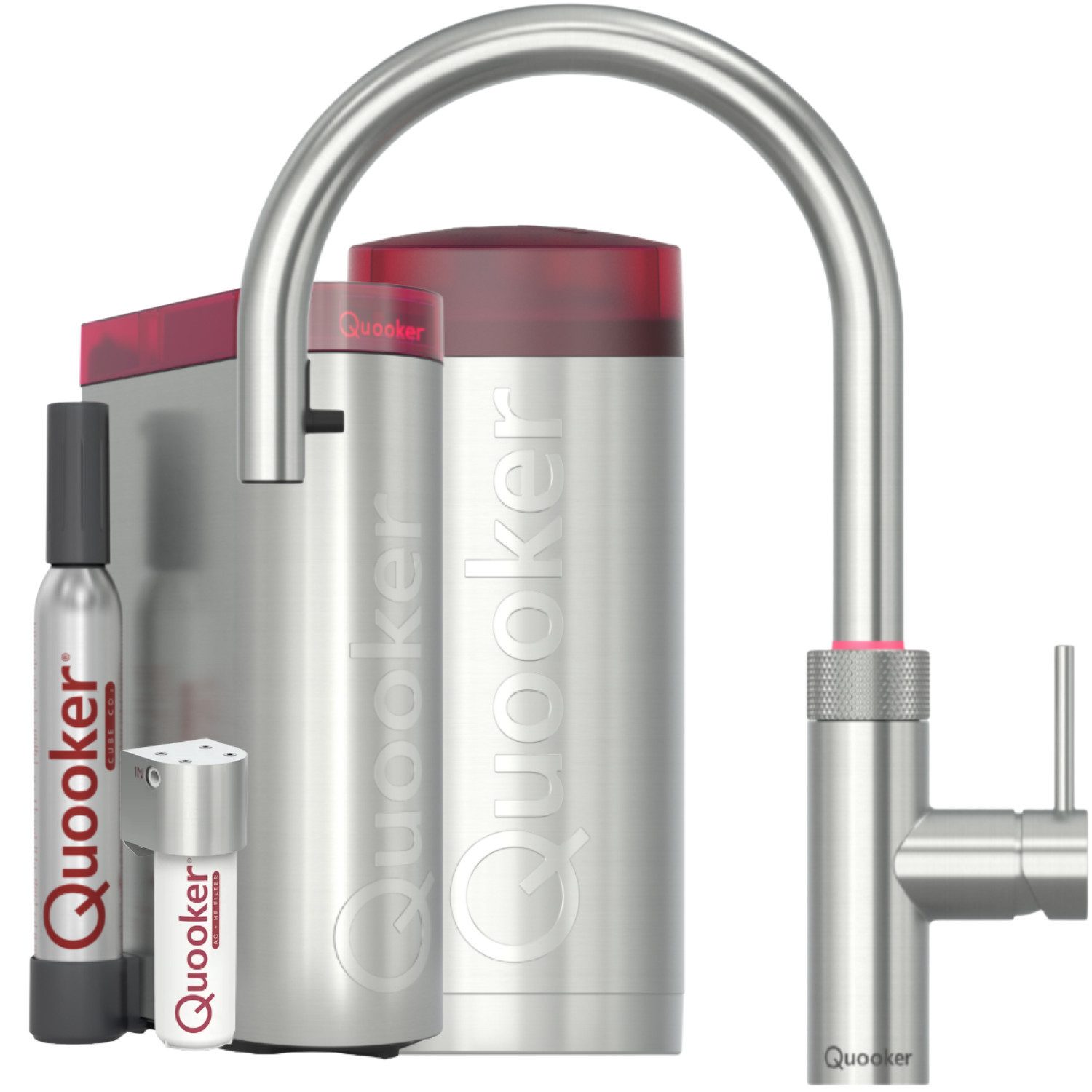 QUOOKER Küchenarmatur Flex Round Set, COMBI, CUBE Voll-Edelstahl FXRSST COMBI CUBE2 *inkl. 7 JAHRE GARANTIE*